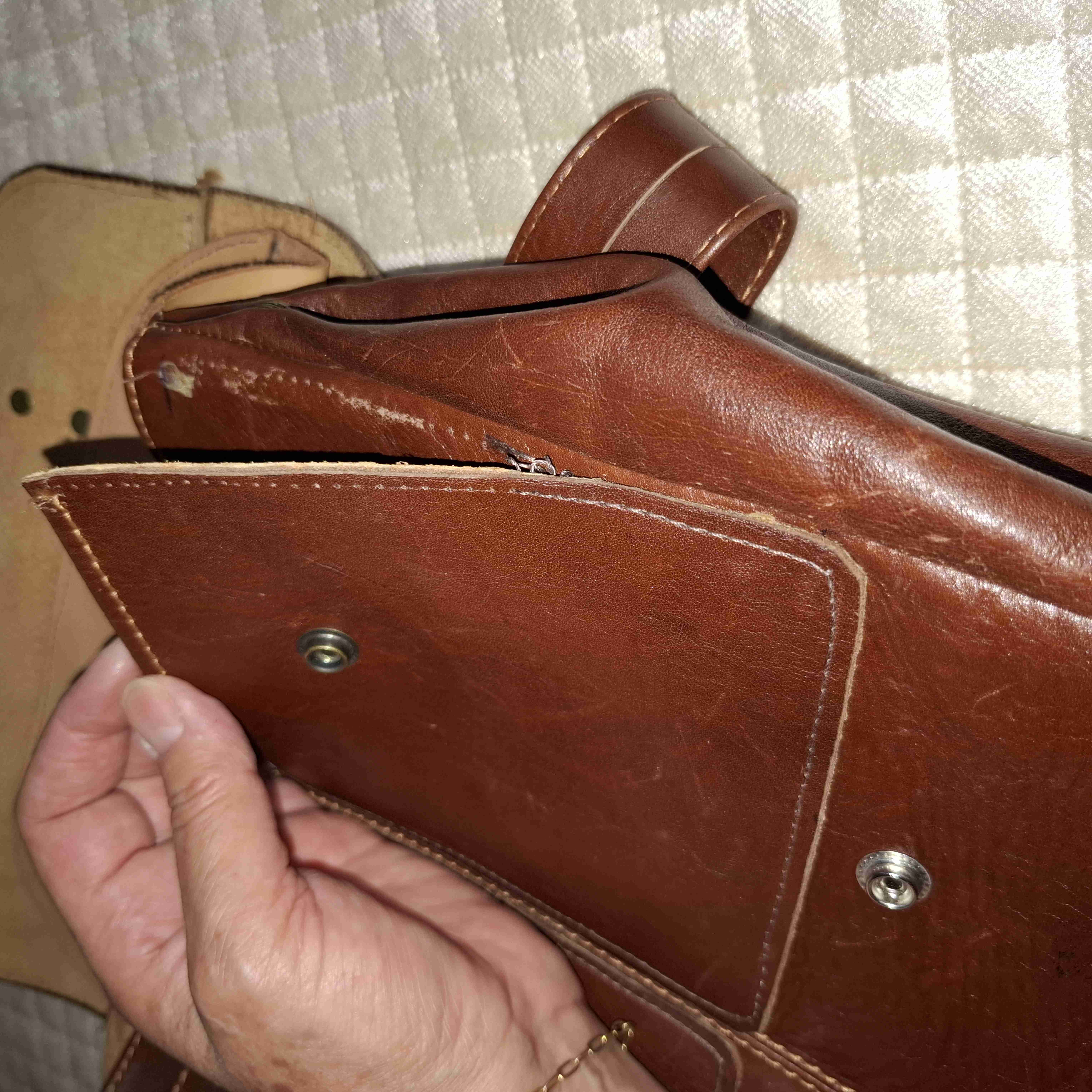 Mochila de cuero marrón - 4