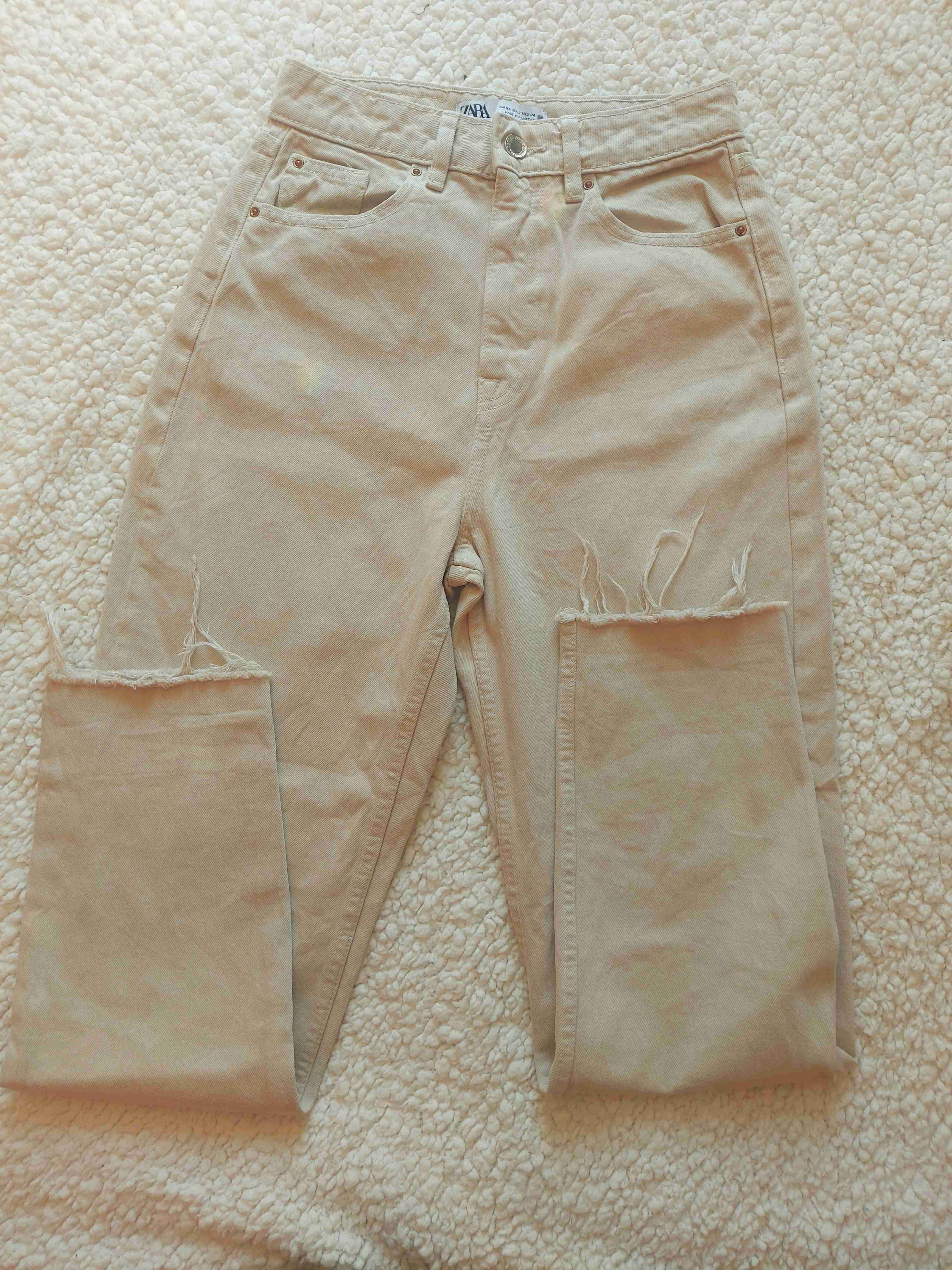 Jeans beige de mujer, ZARA, Talla 34 - 3