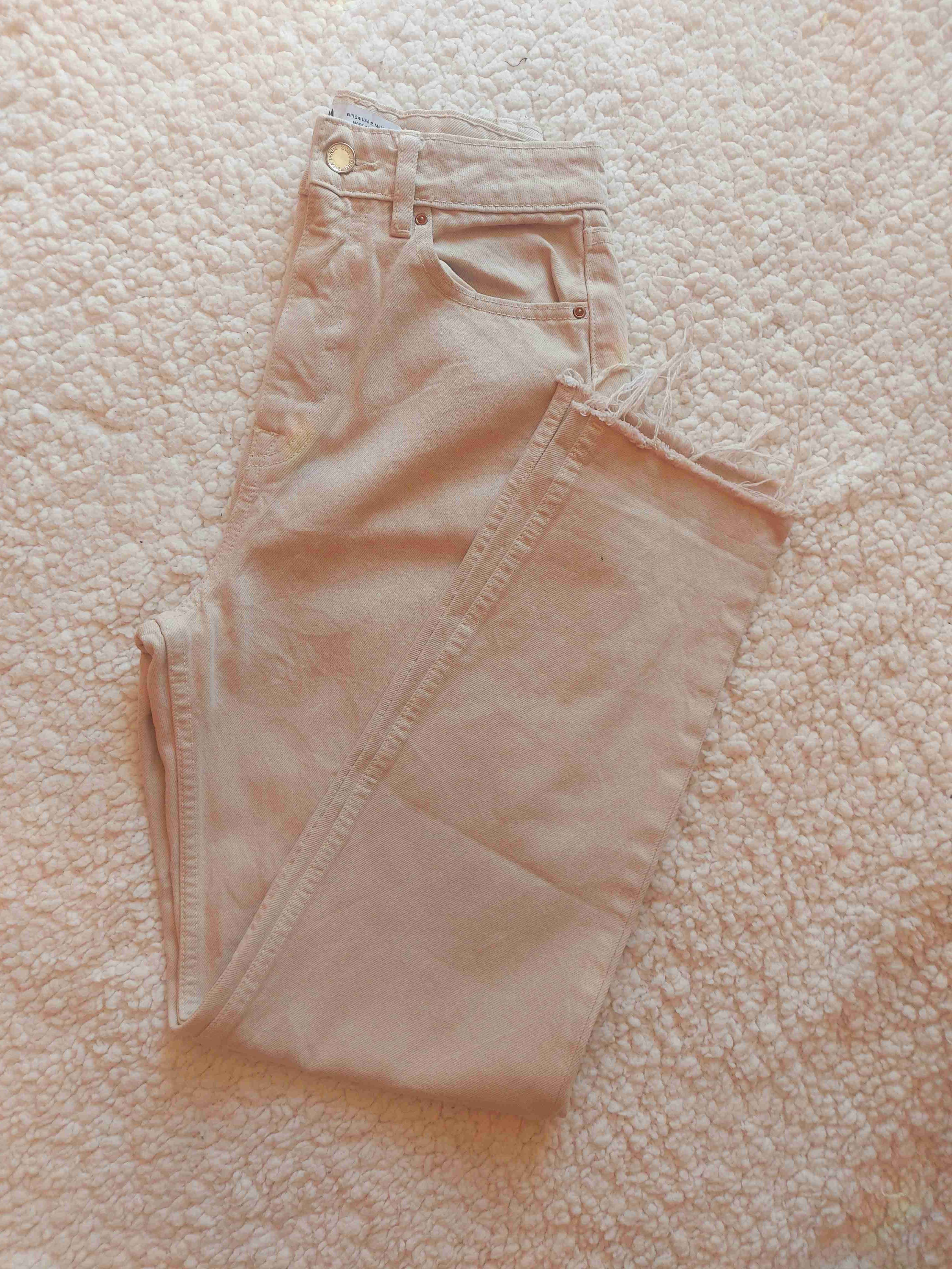Jeans beige de mujer, ZARA, Talla 34 - 4