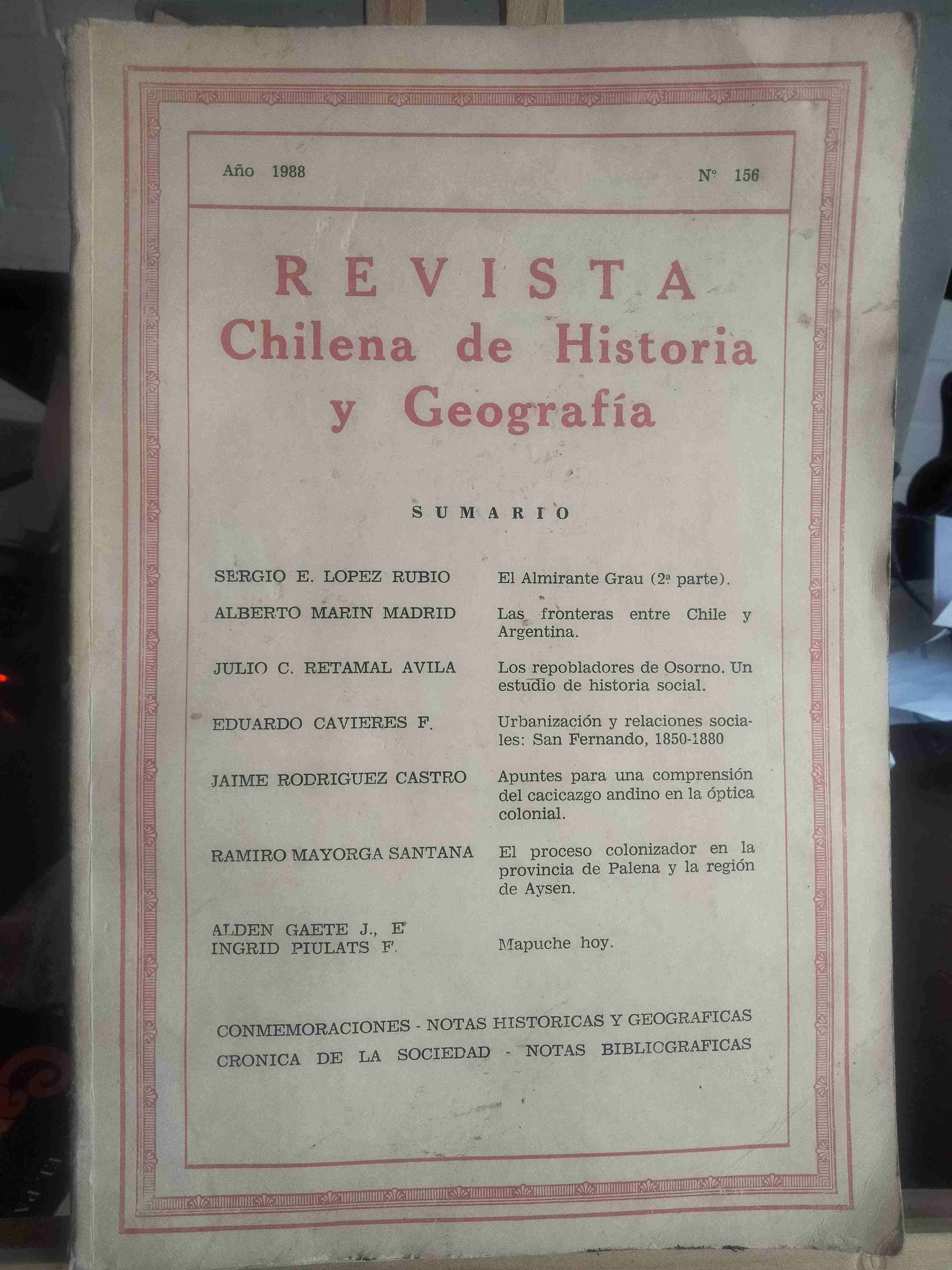 Revista Chilena de Historia y Geografía 1988