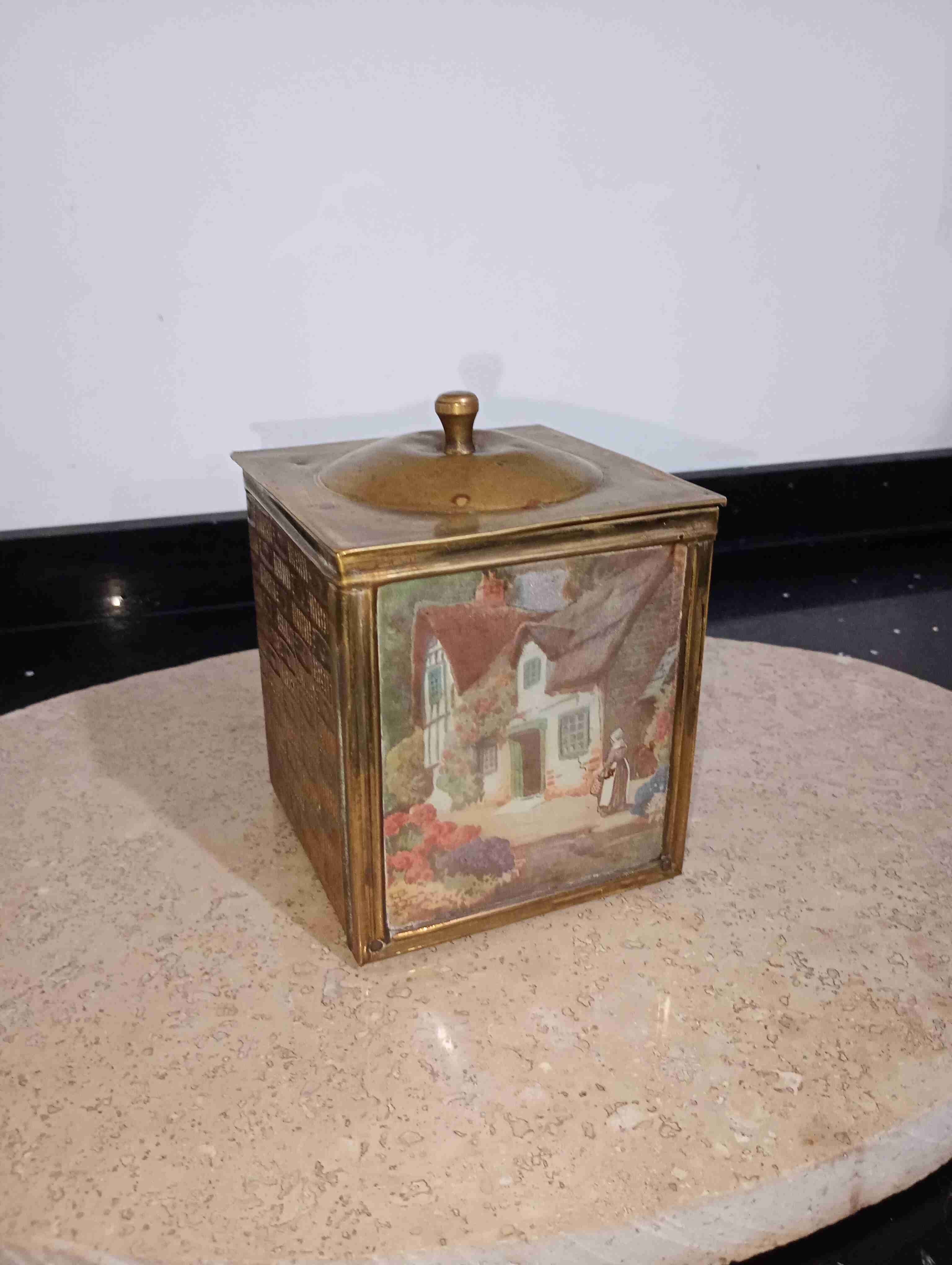 Caja bronce vintage guardar Té o café - miniatura 4