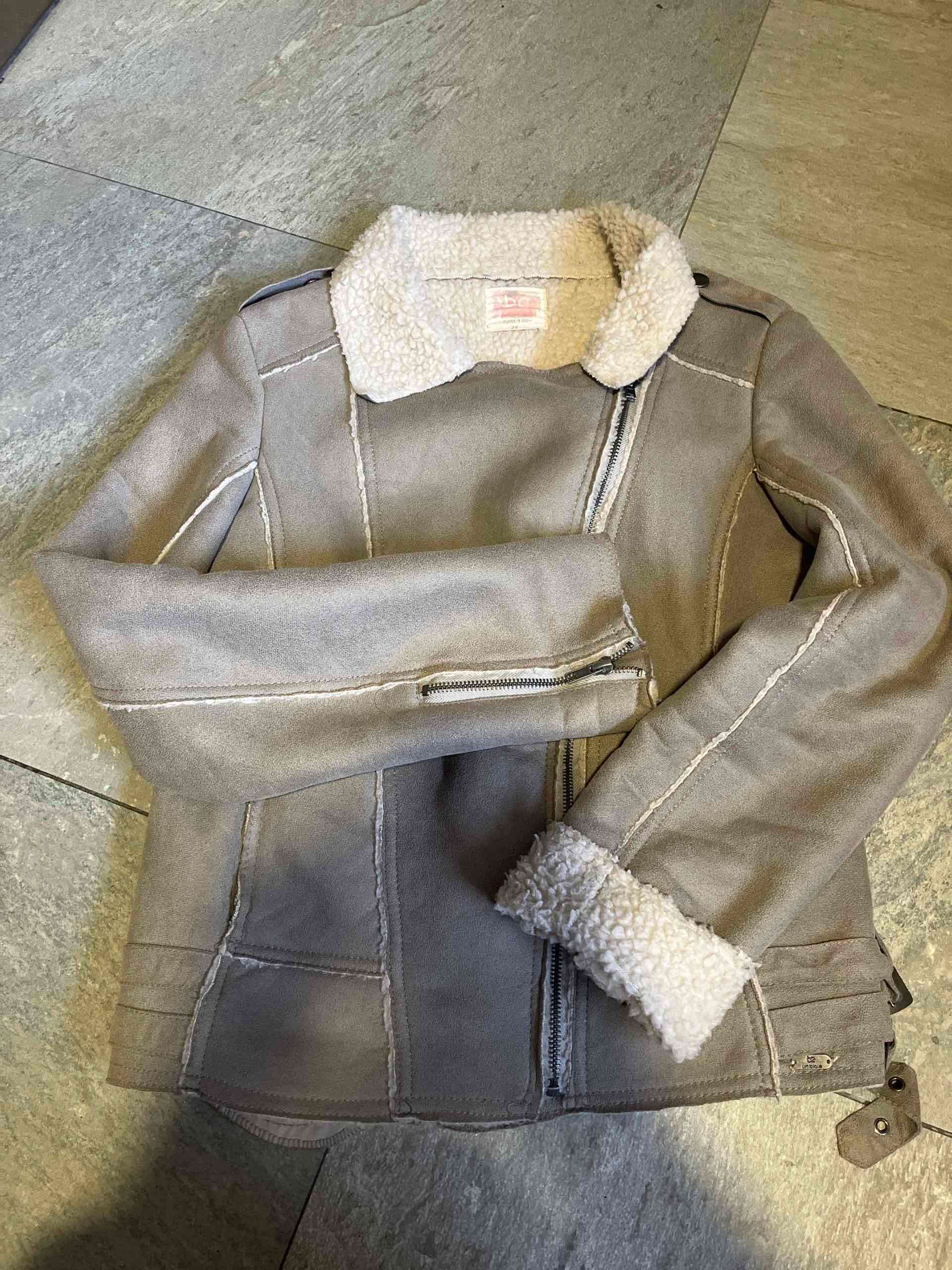 Chaqueta de piel sintética beige - 2