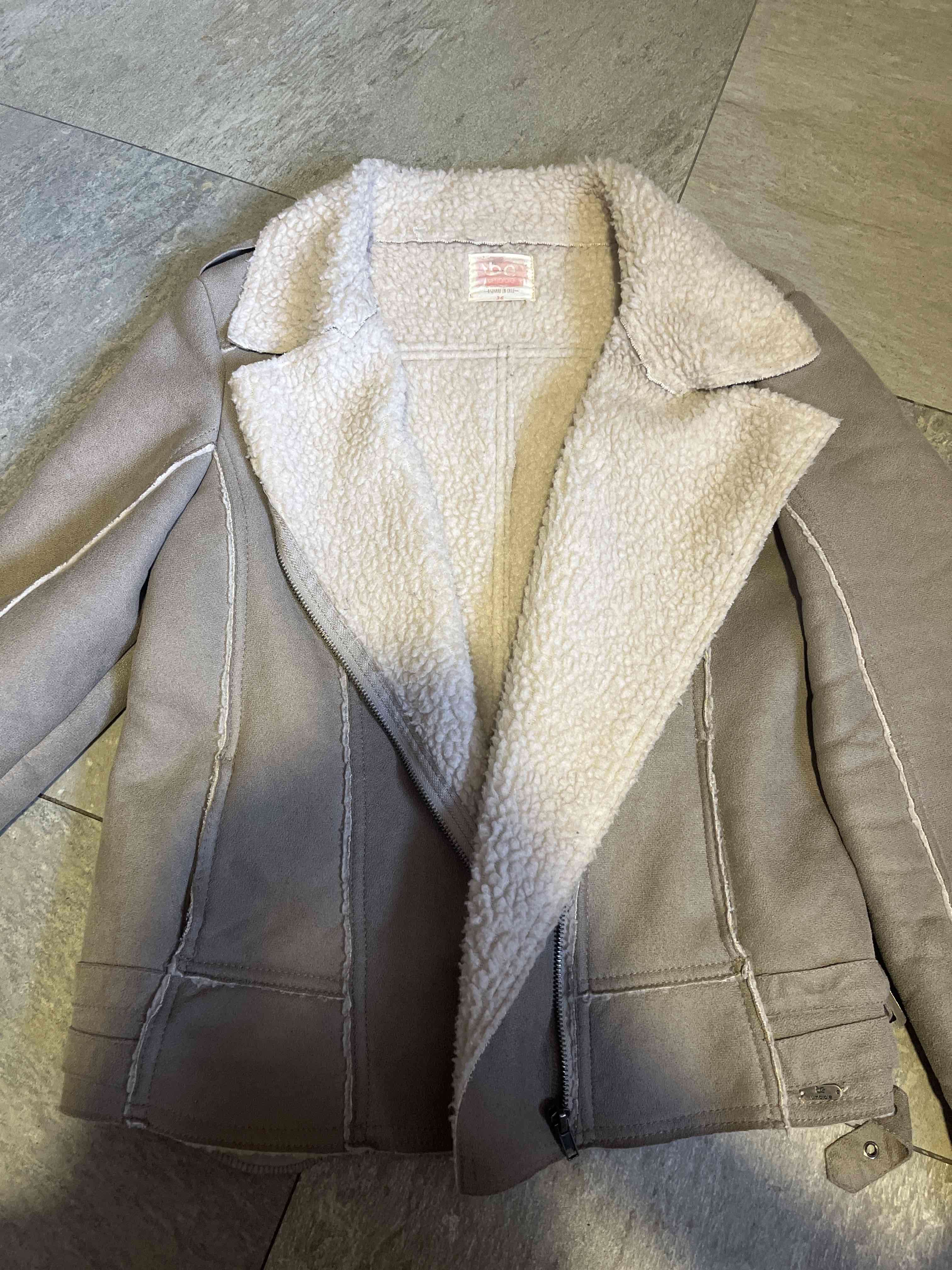 Chaqueta de piel sintética beige - 3
