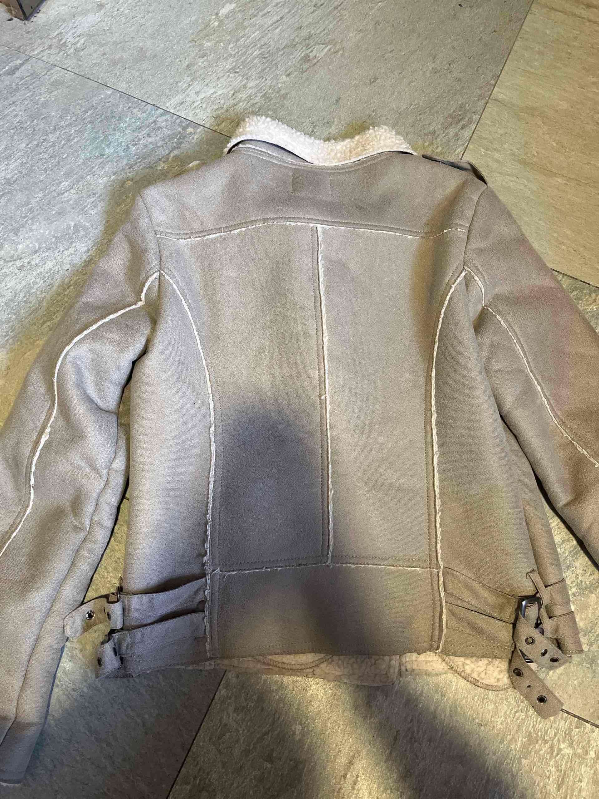 Chaqueta de piel sintética beige - 4