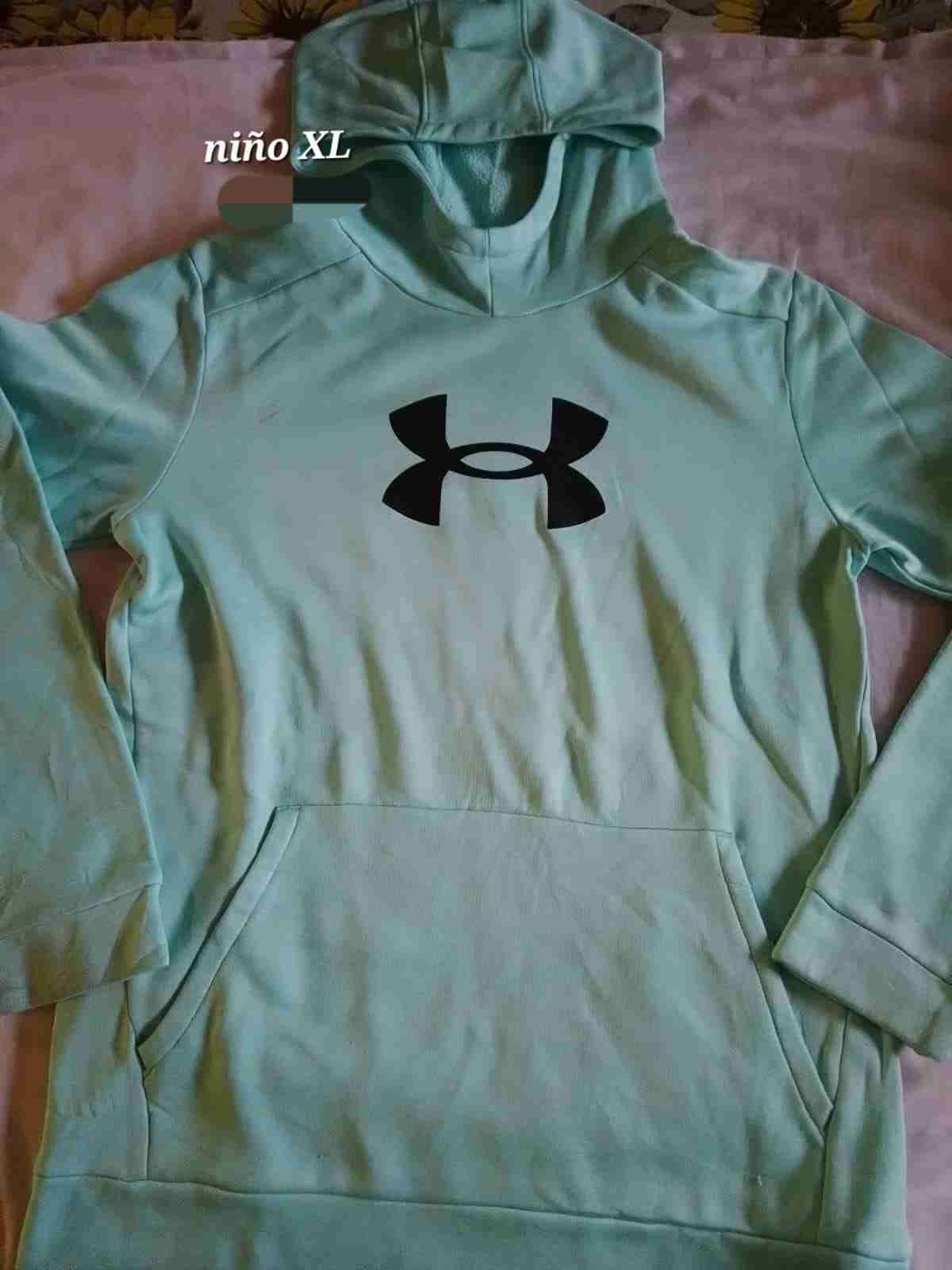Polerón turquesa con capucha, niño XL - 1