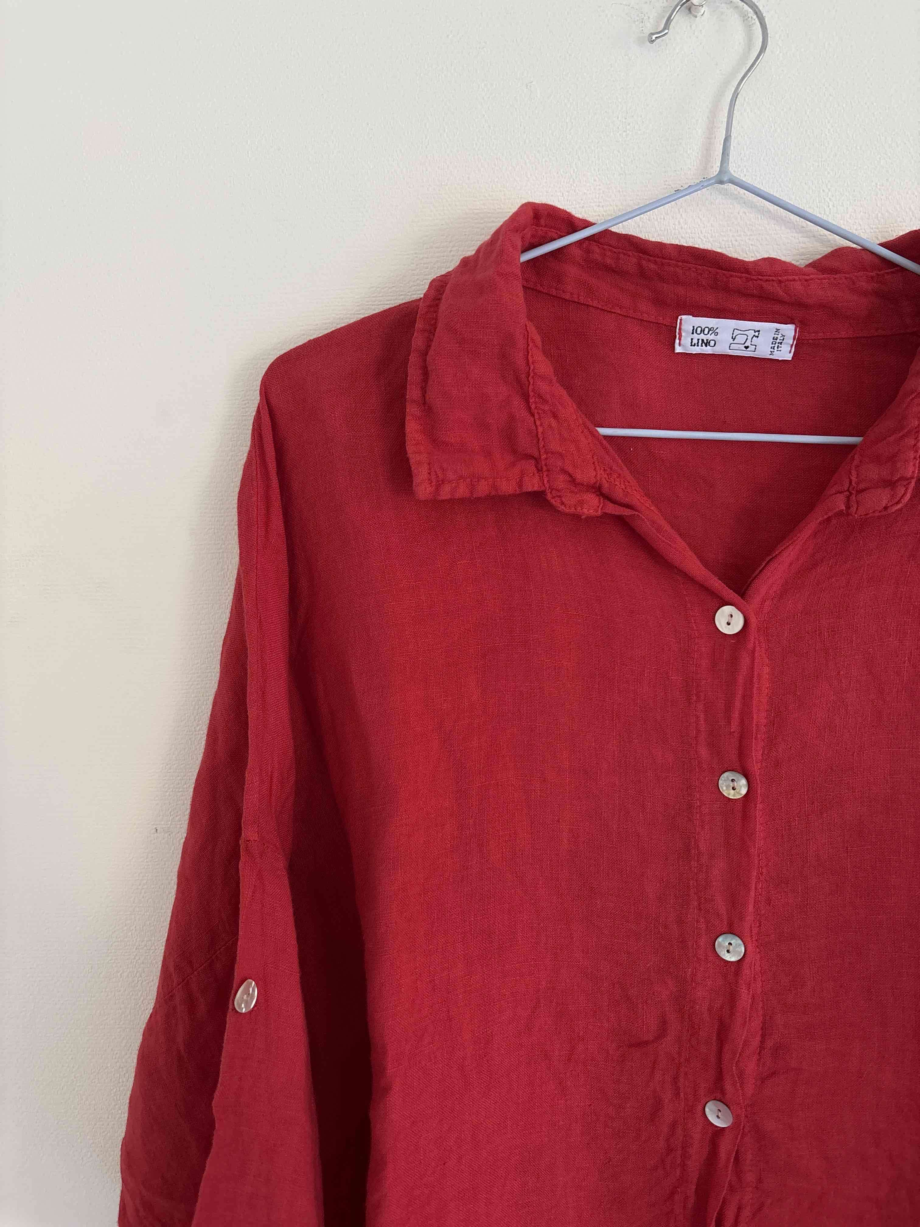 Blusa roja de lino - miniatura 3
