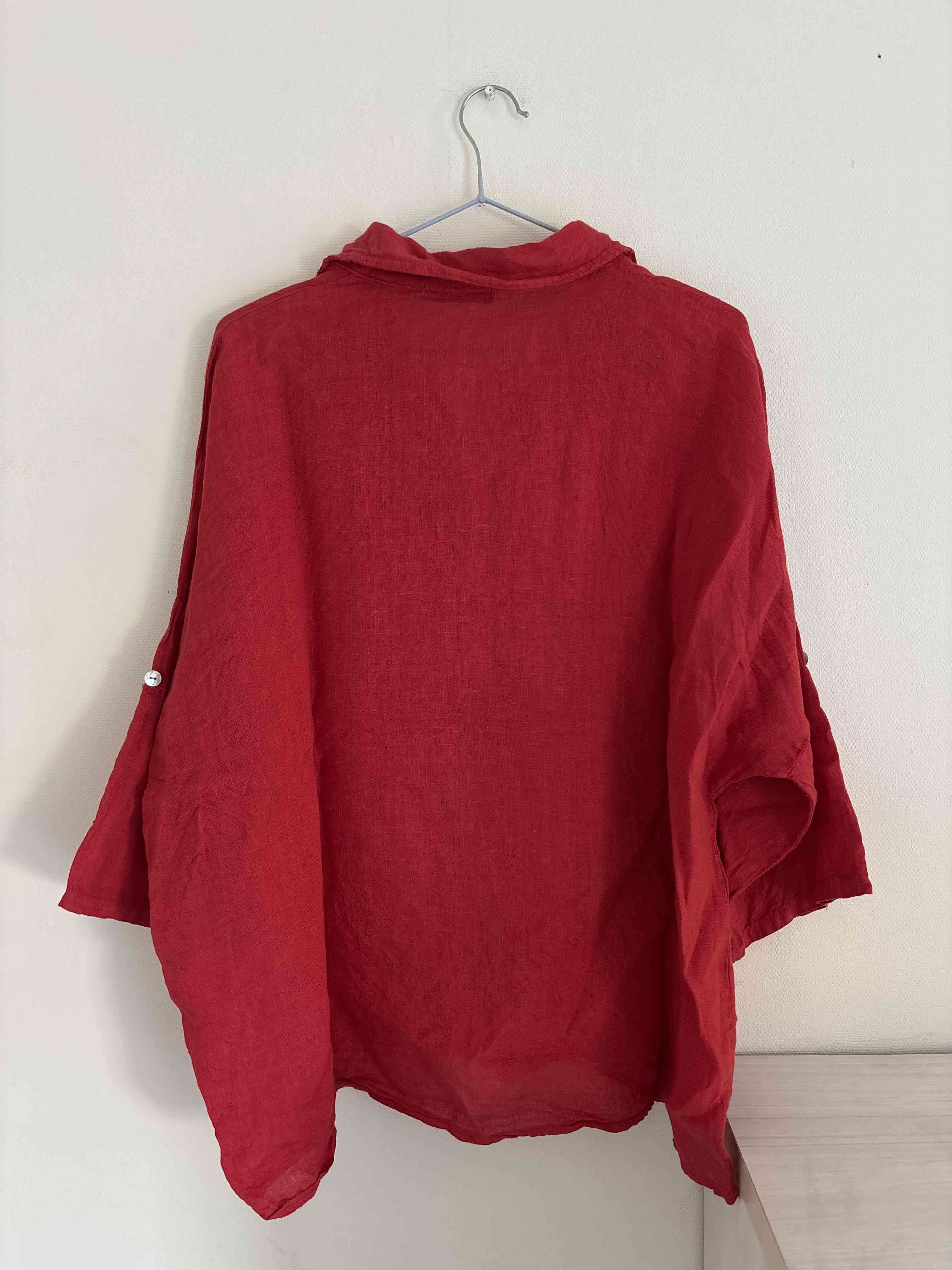Blusa roja de lino - miniatura 5