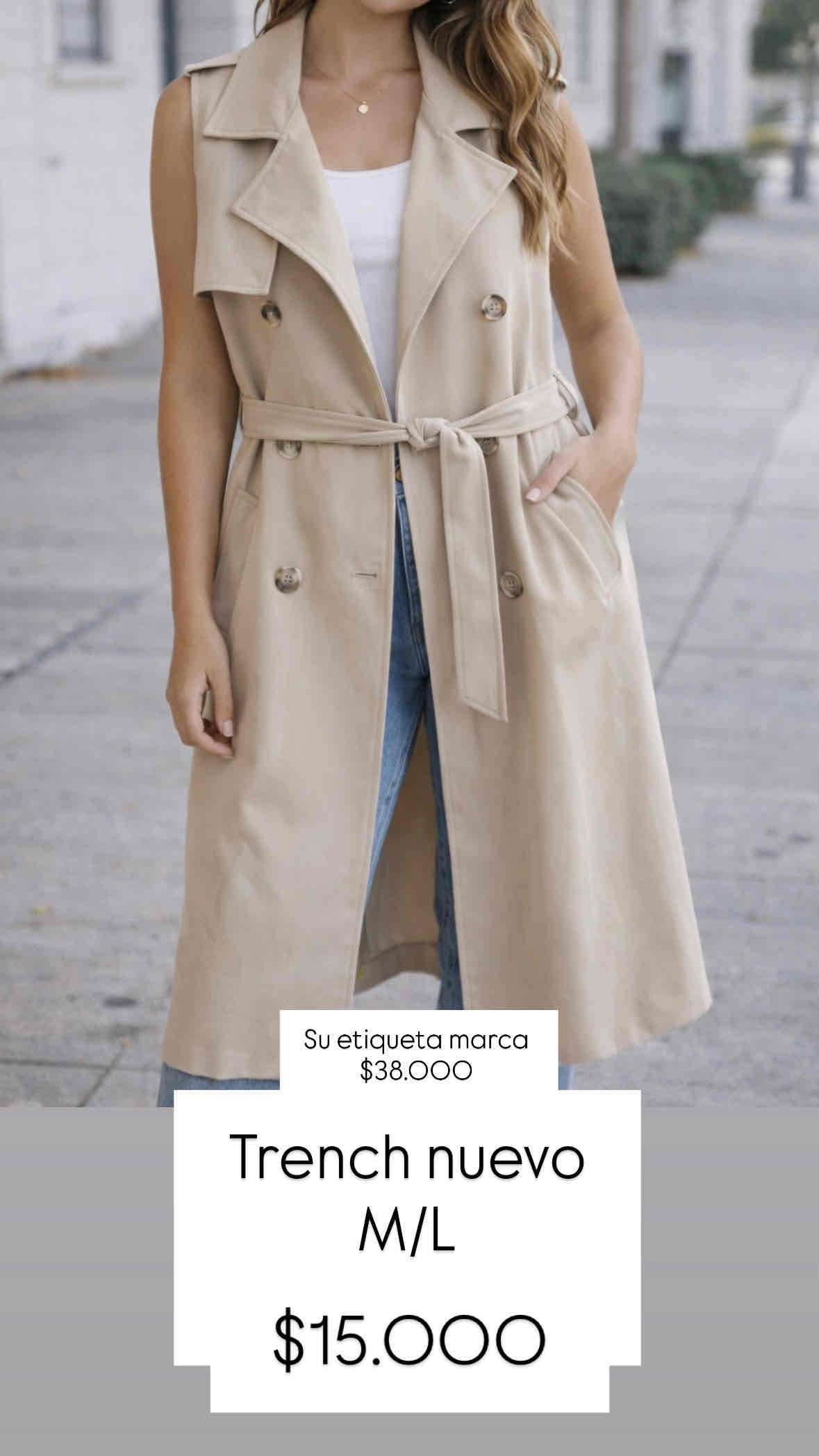 Trench sin mangas beige nueva - miniatura 1