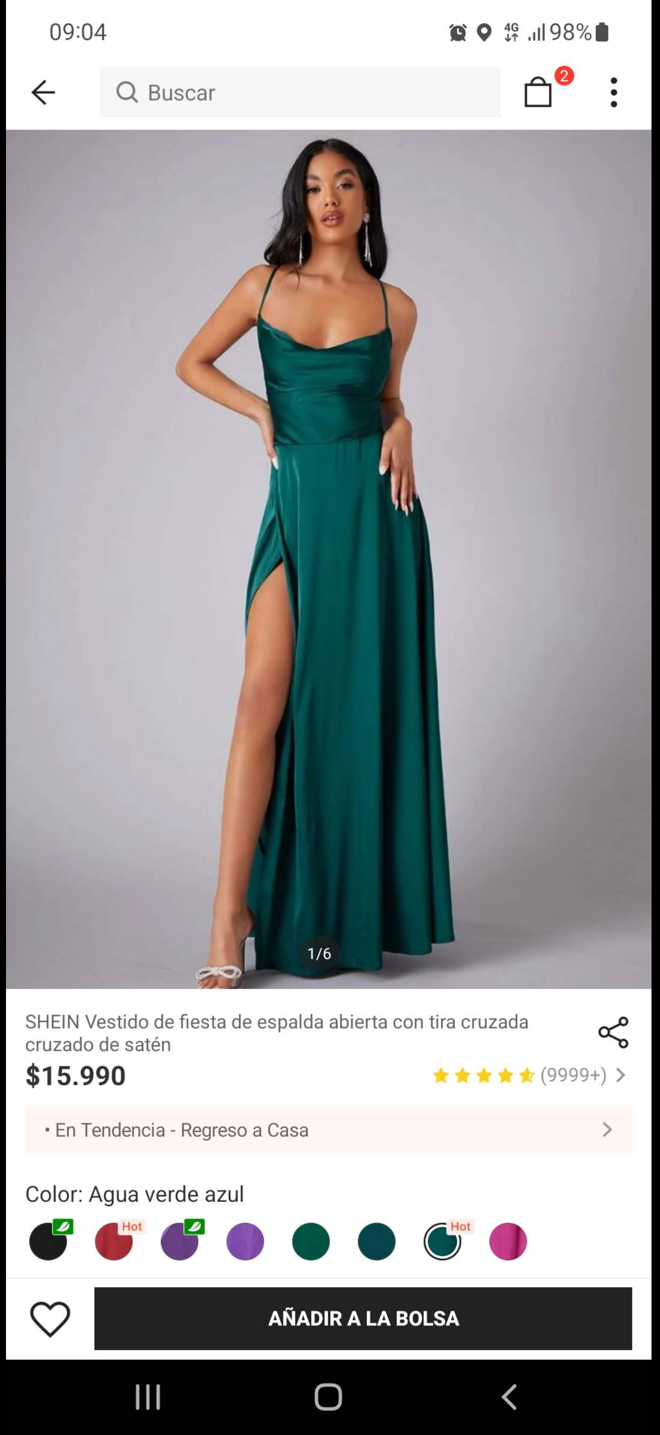 Vestido de fiesta verde elegante