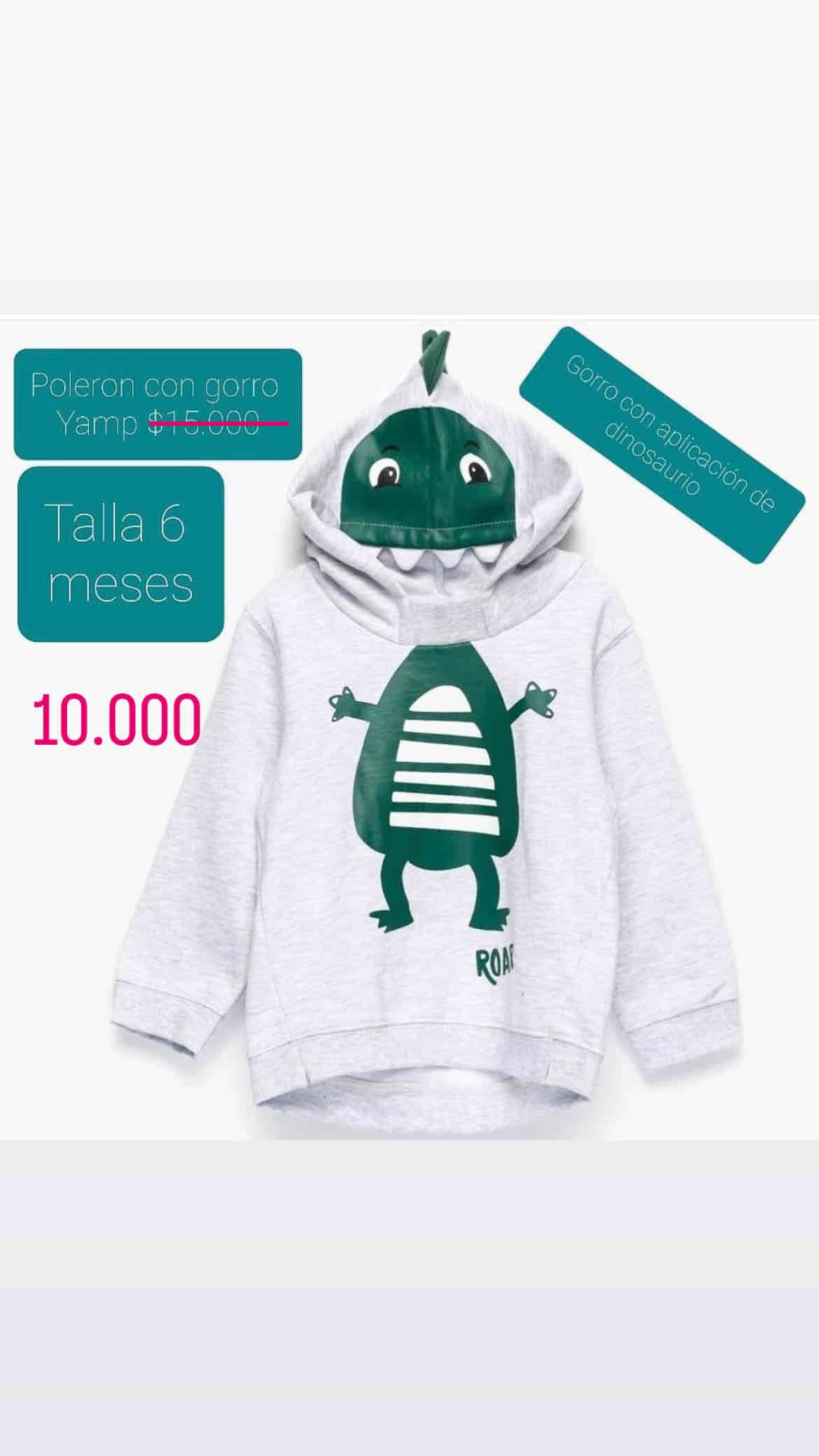 Polerón con gorro dinosaurio 6M