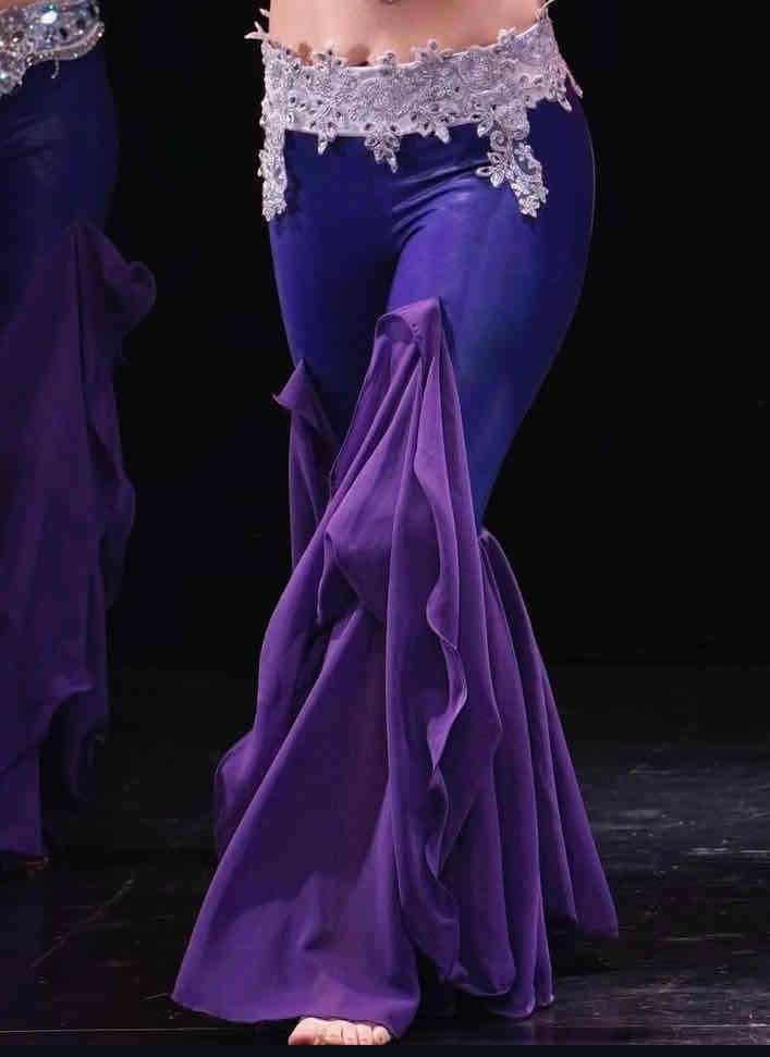 Pantalón morado danza del vientre - miniatura 3