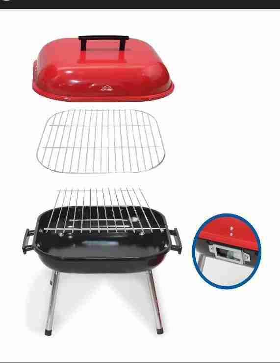 Parrilla portátil roja con tapa - 1