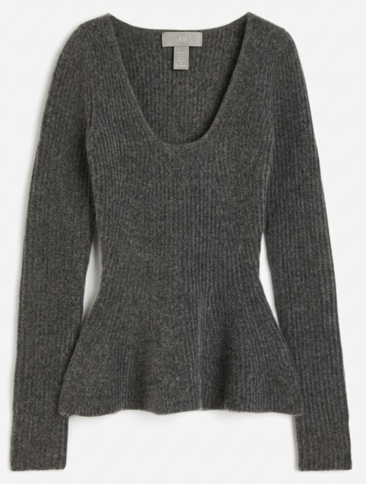 Sweater Peplum Ribbed (H&M) - Talla S - 1