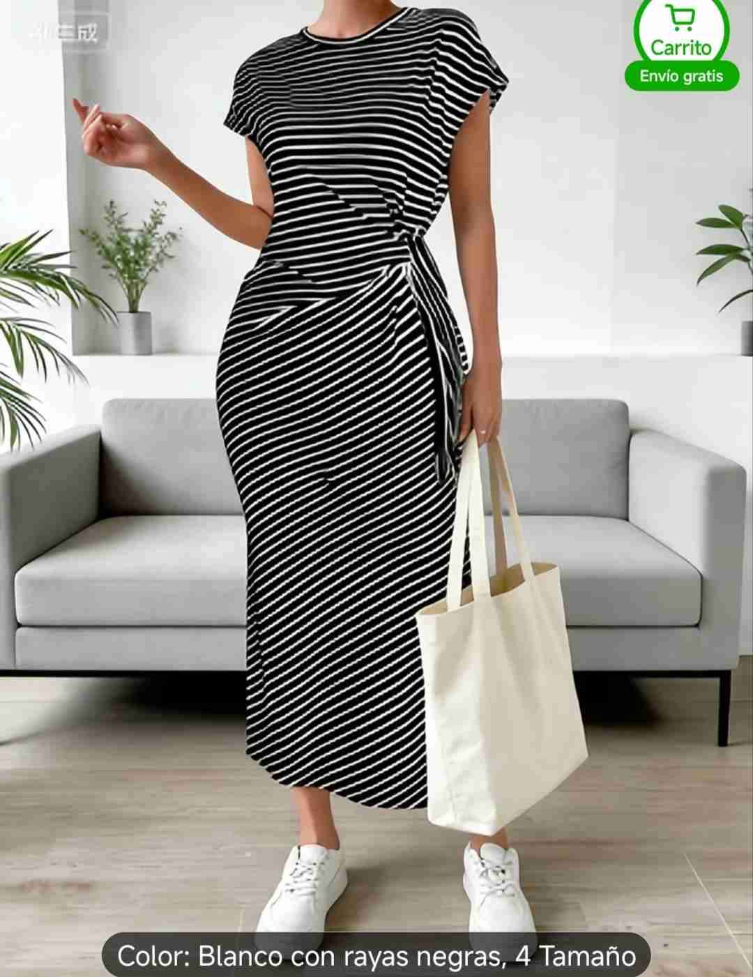 Vestido rayado blanco y negro - 1