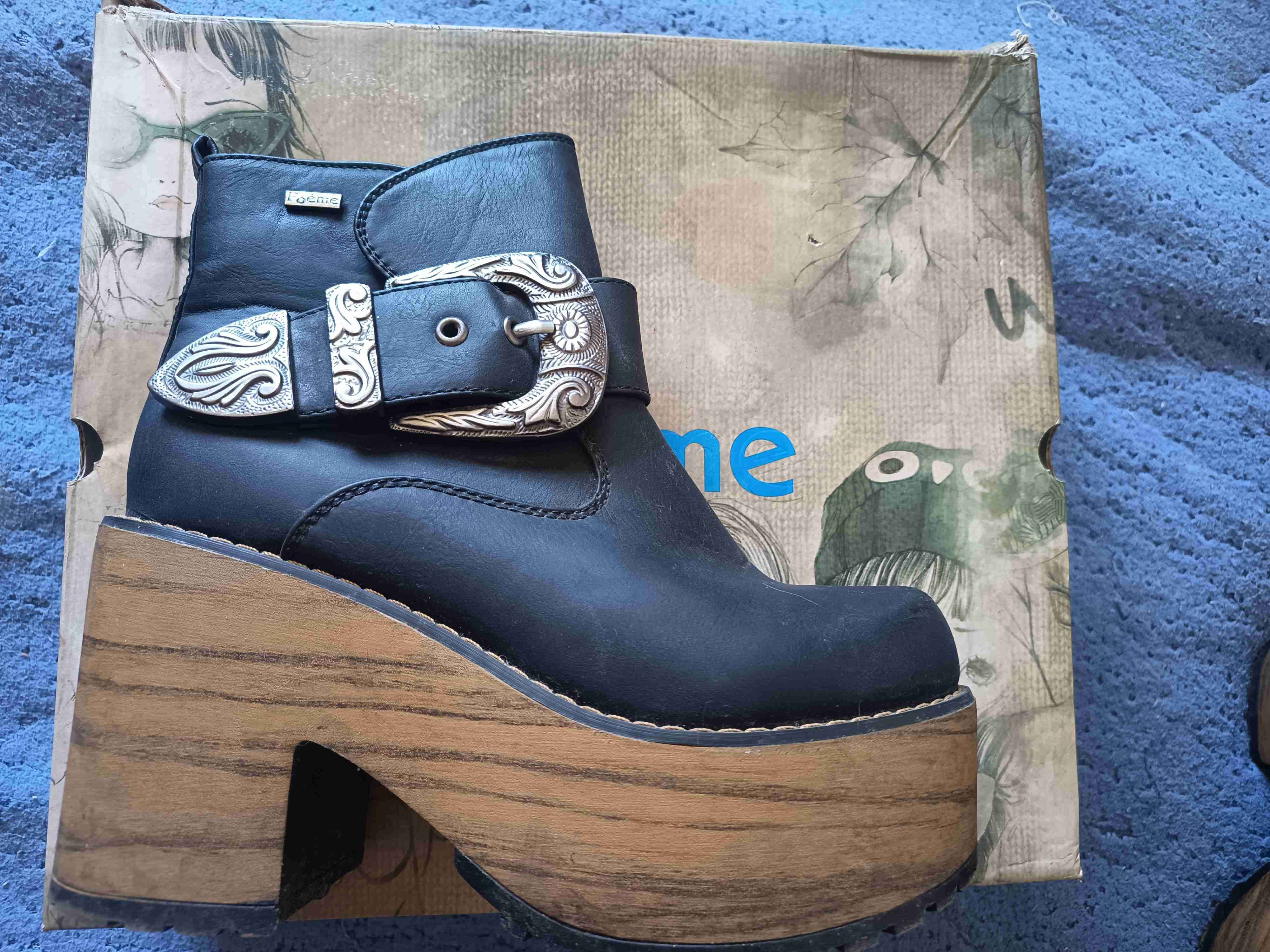 Botines de cuero negro con hebilla - miniatura 2