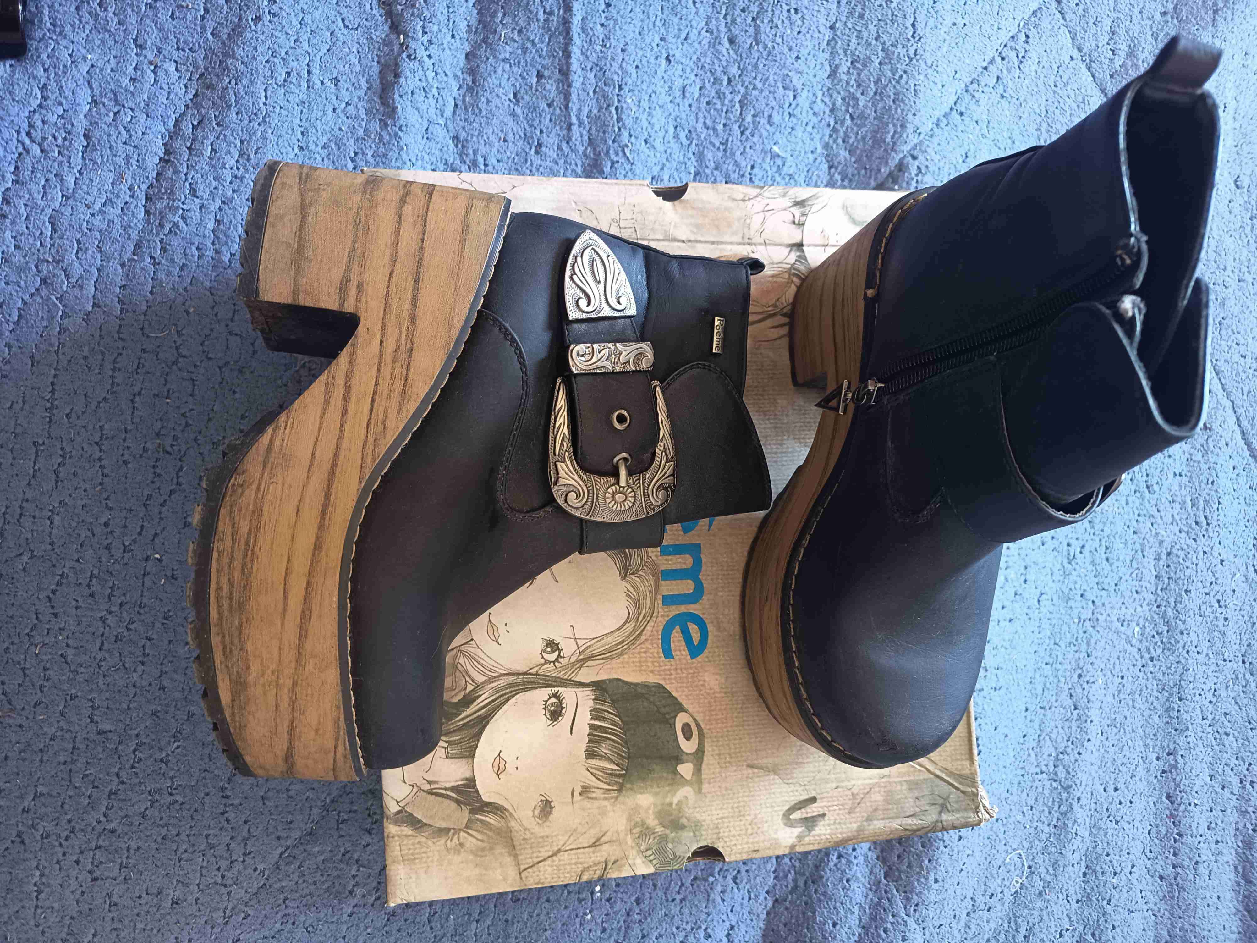 Botines de cuero negro con hebilla - miniatura 3