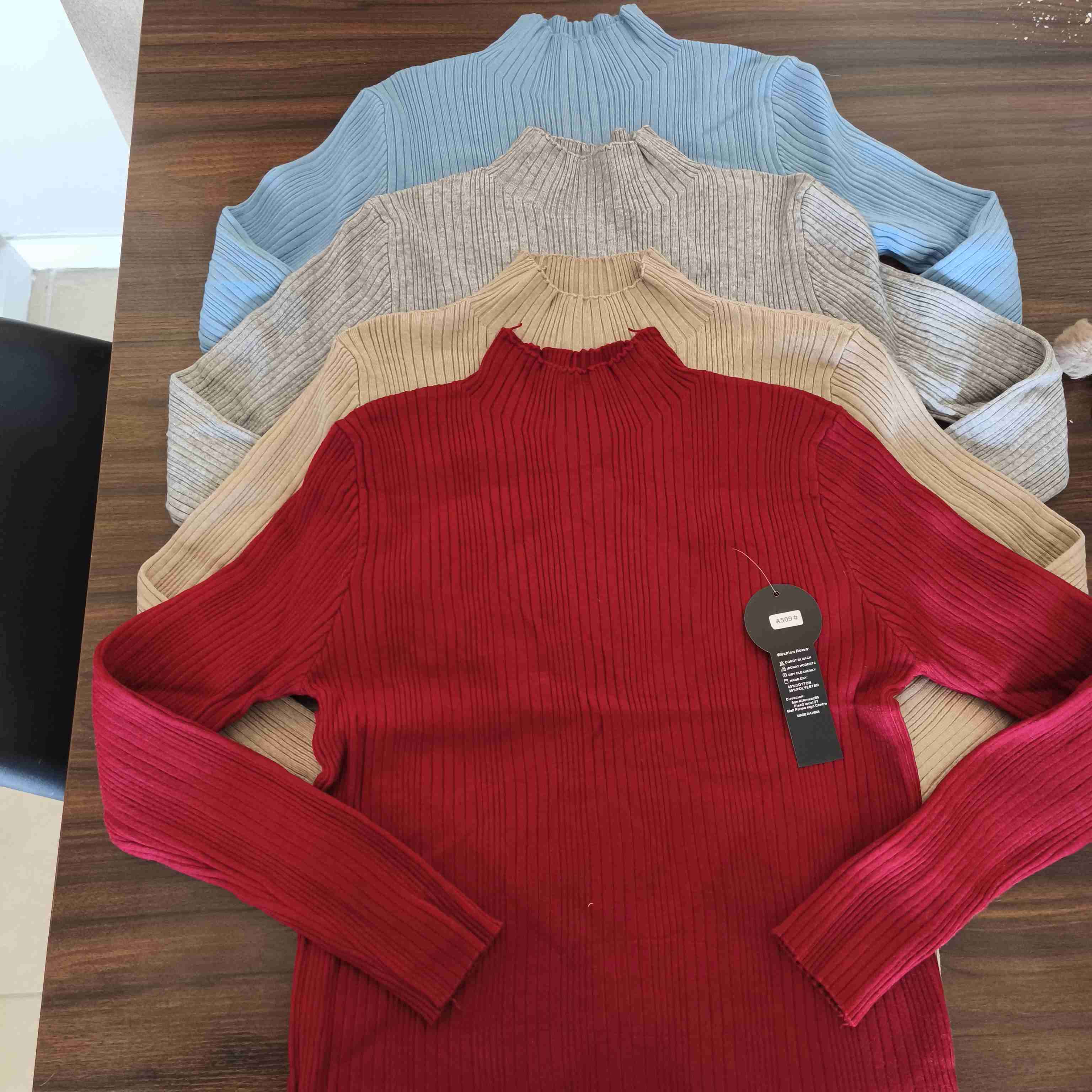 Sweater acanalado gris mujer - miniatura 2