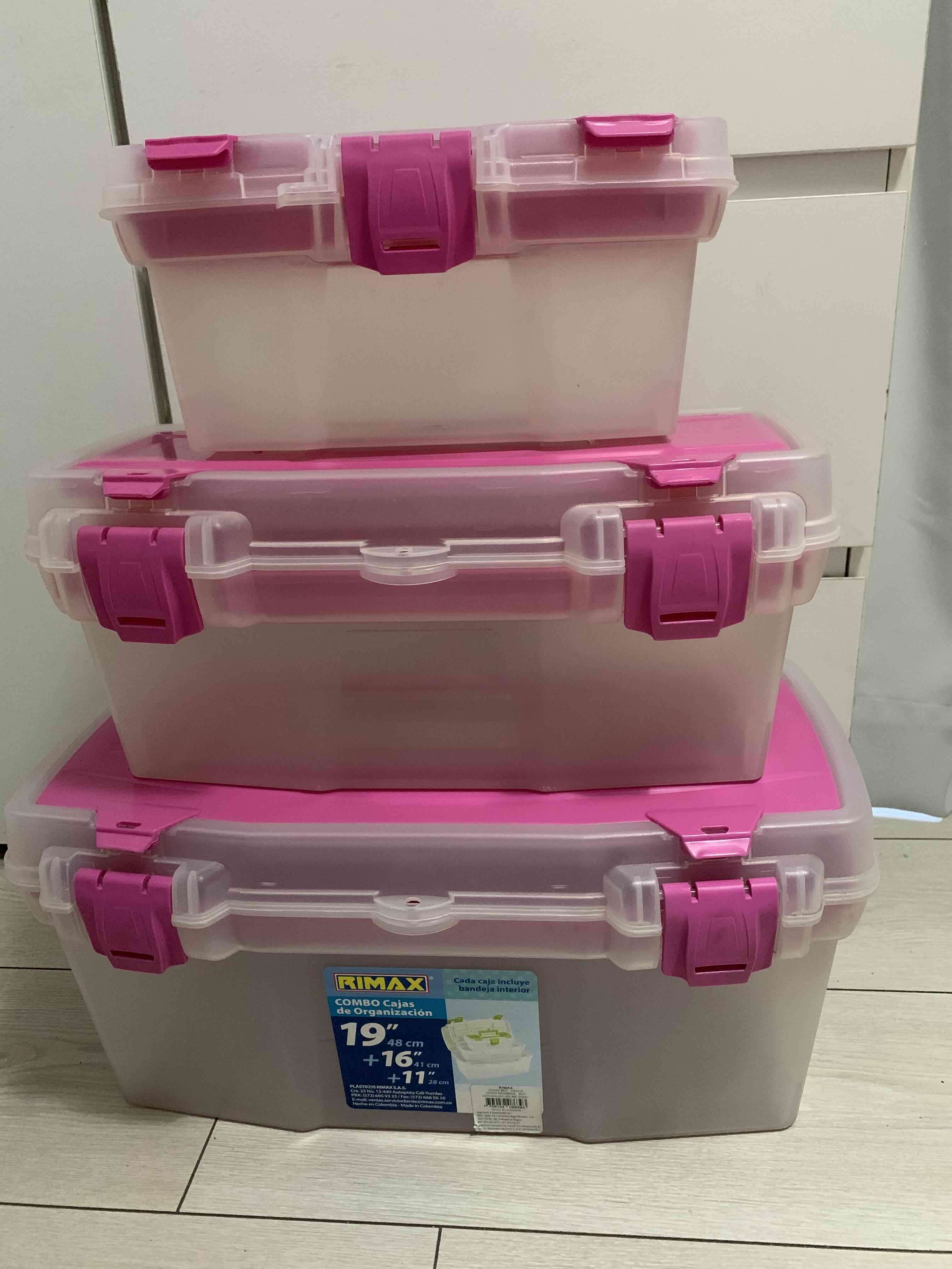 Set de cajas organizadoras transparente/ rosado - 1
