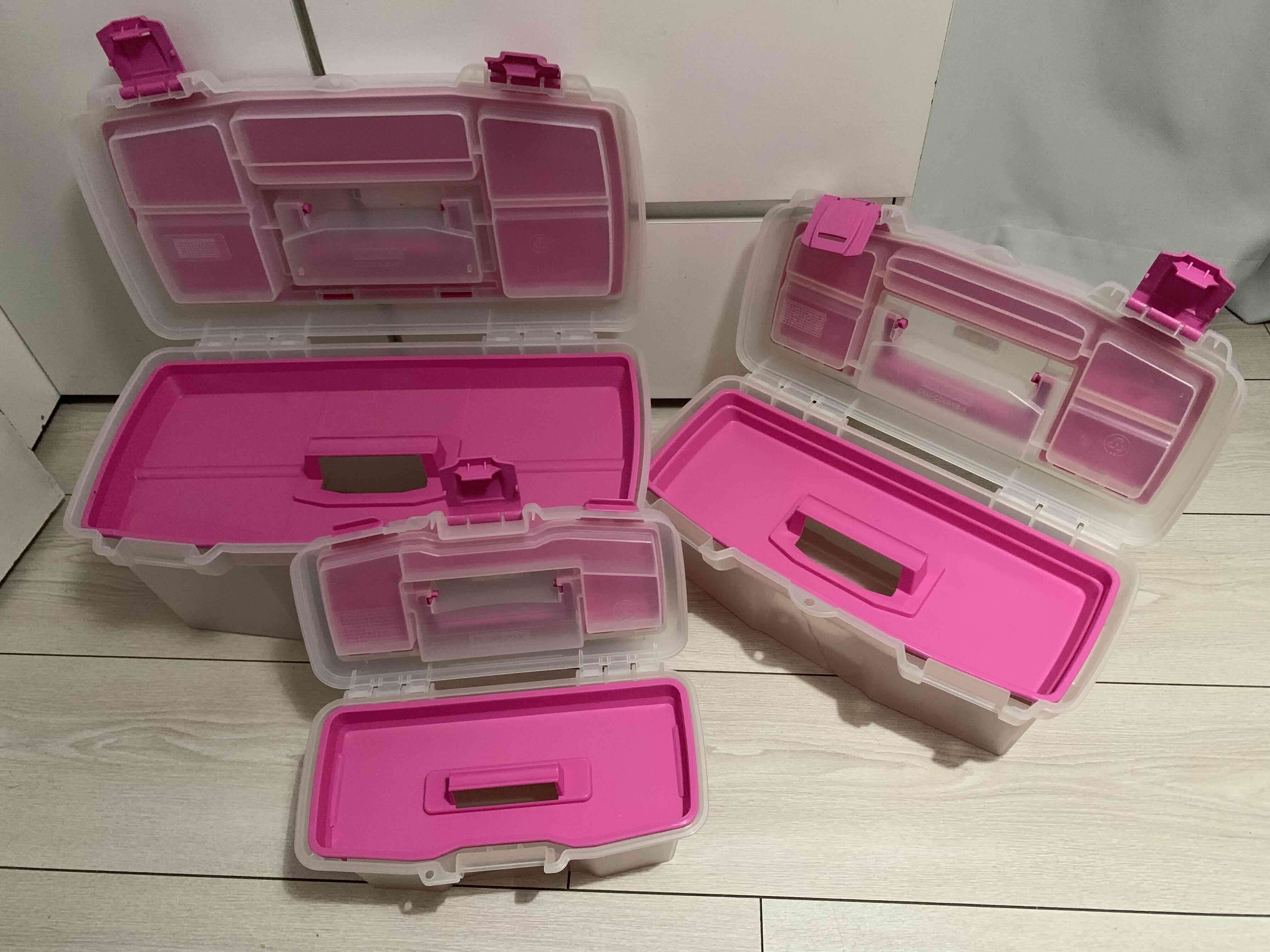 Set de cajas organizadoras transparente/ rosado - 2