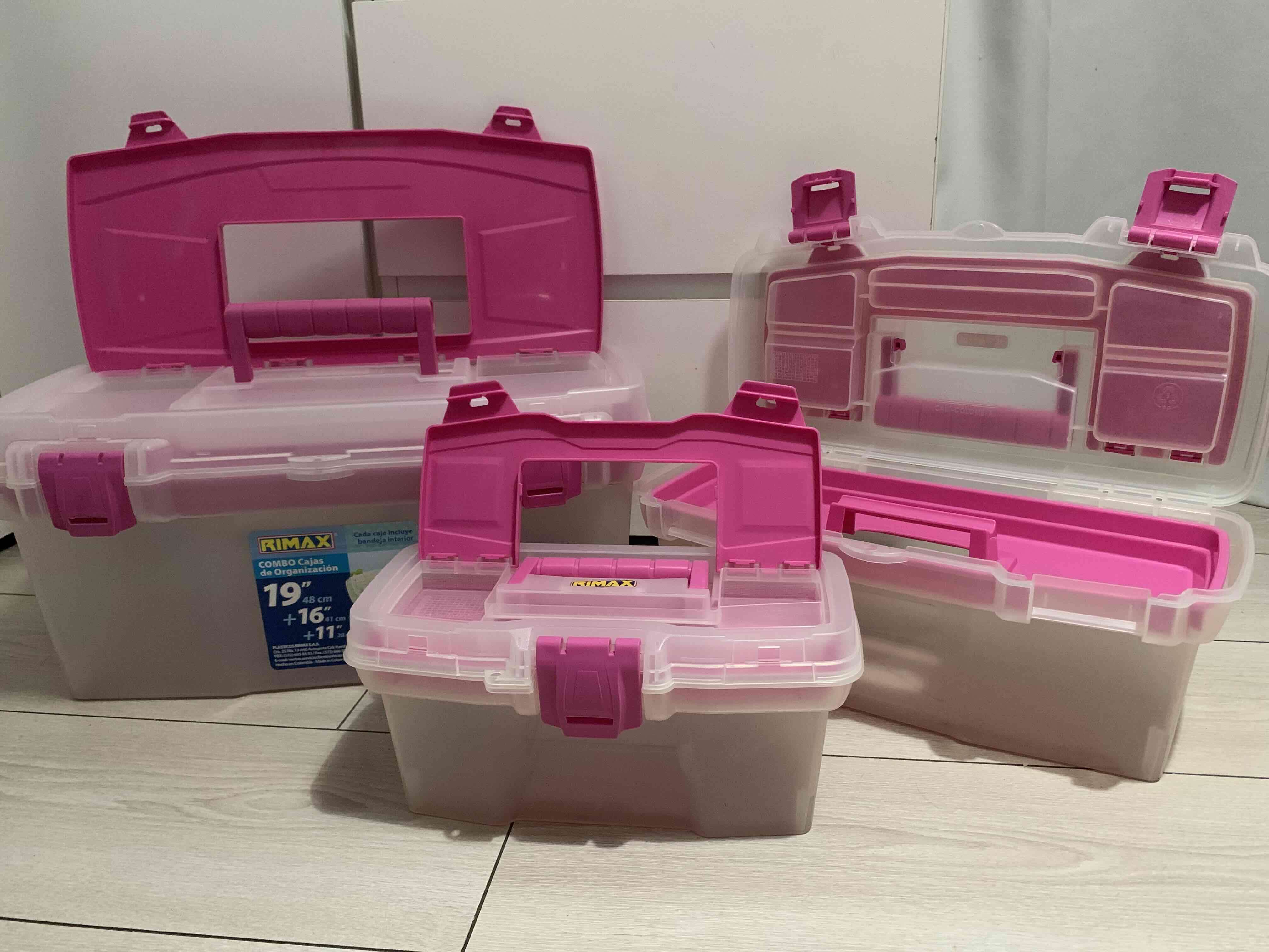 Set de cajas organizadoras transparente/ rosado - 3