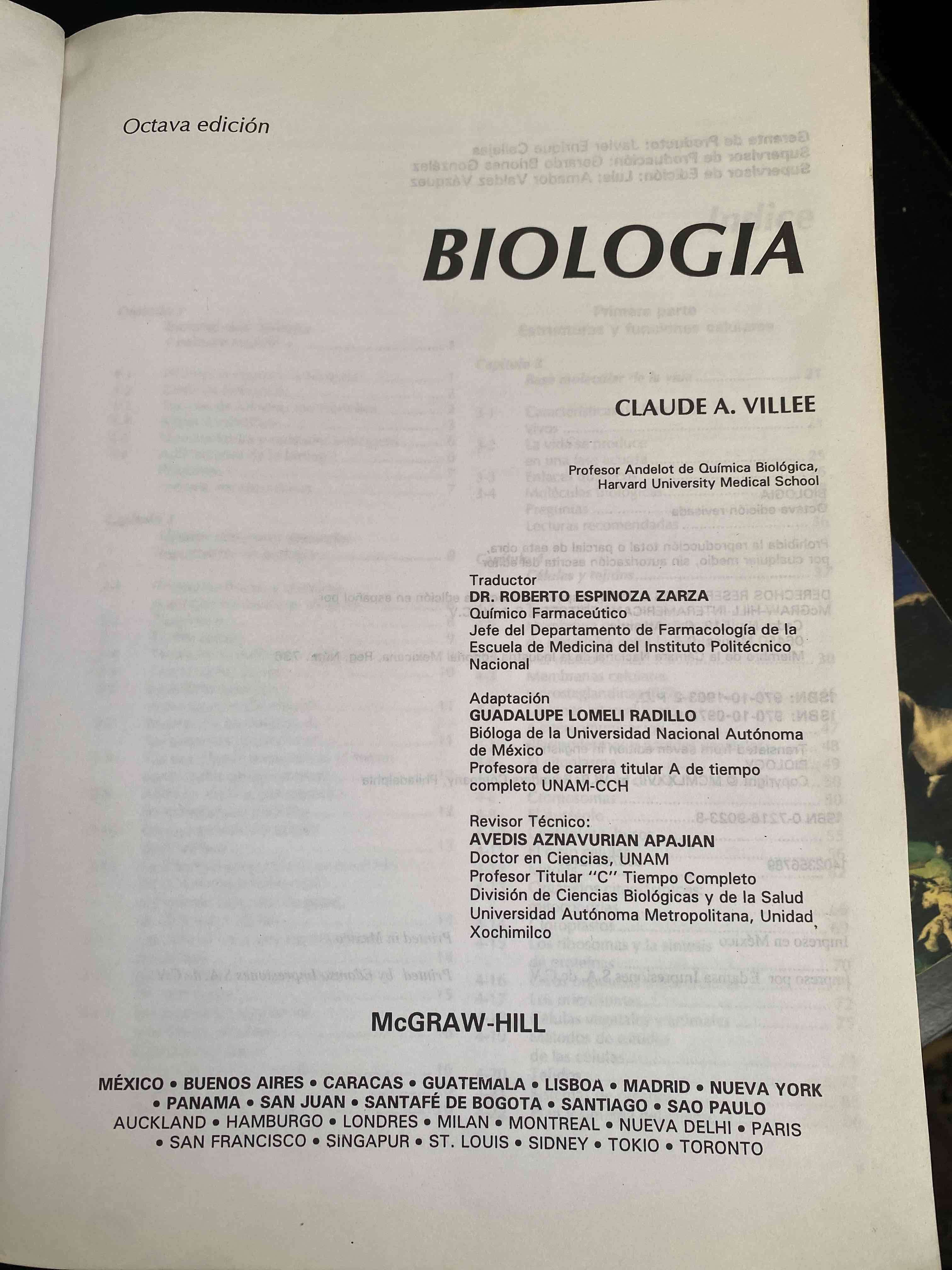Libro Biología Claude Villee - miniatura 3