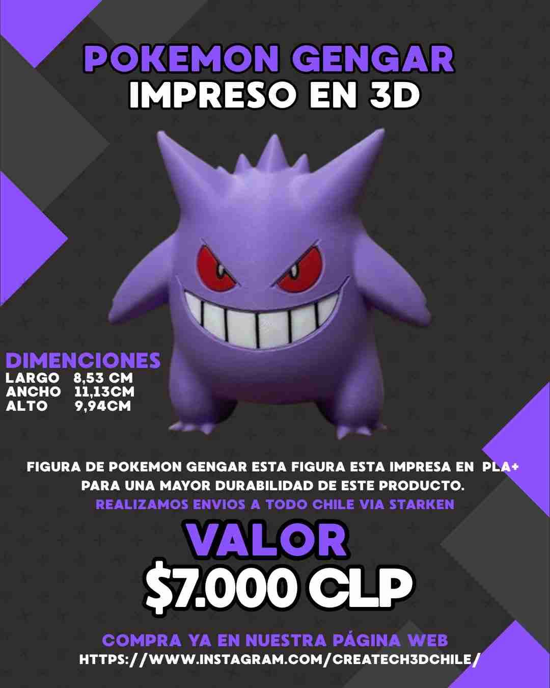 Figura 3D Pokémon Gengar - miniatura 1