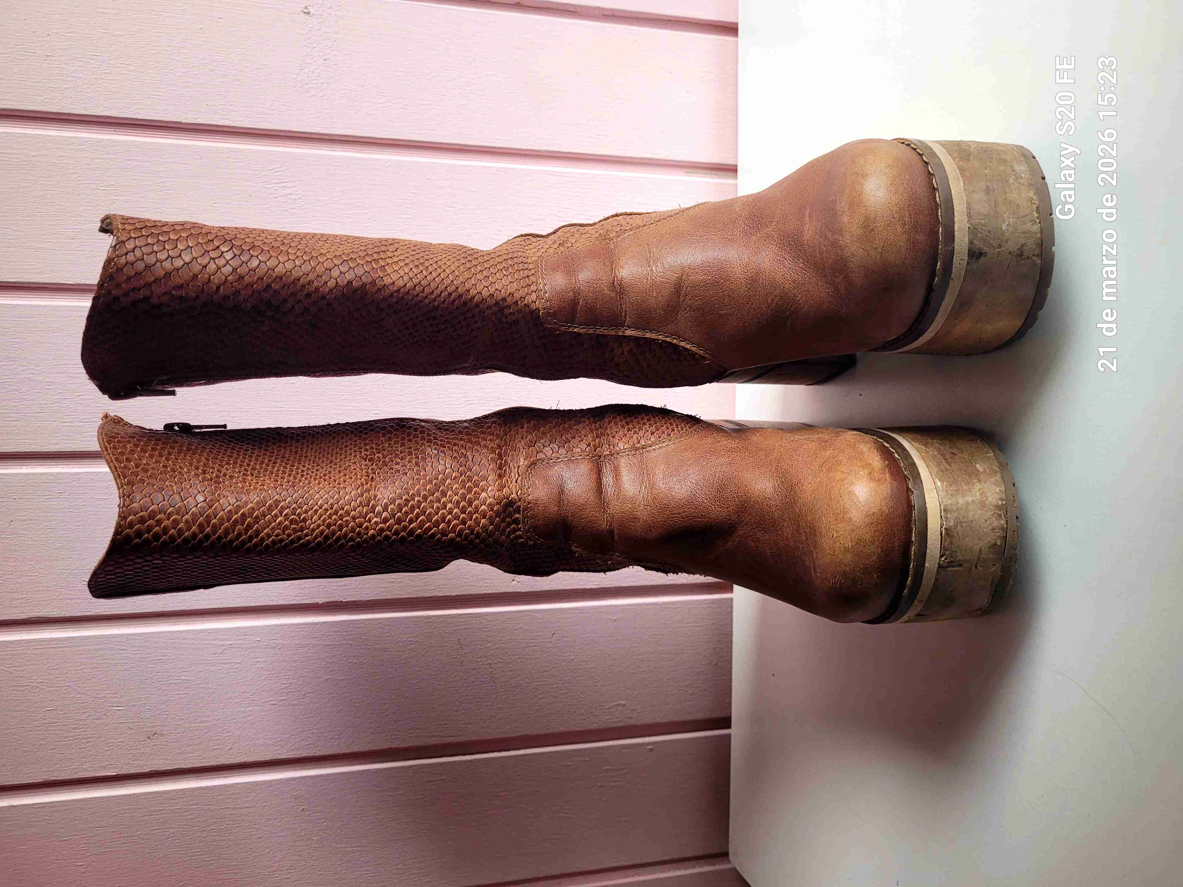 Botas 100%cuero marrón con plataforma - 3