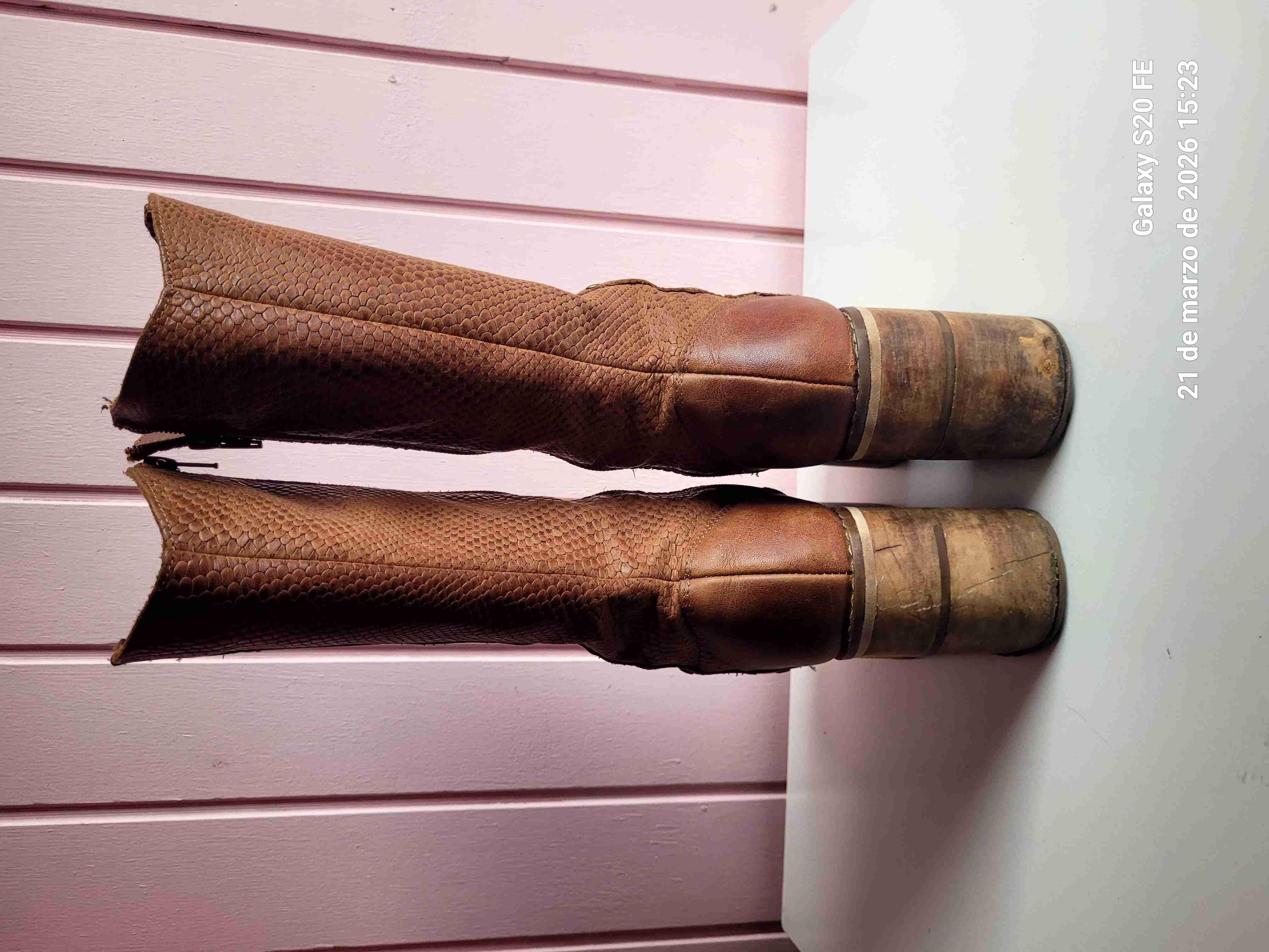 Botas 100%cuero marrón con plataforma - 4