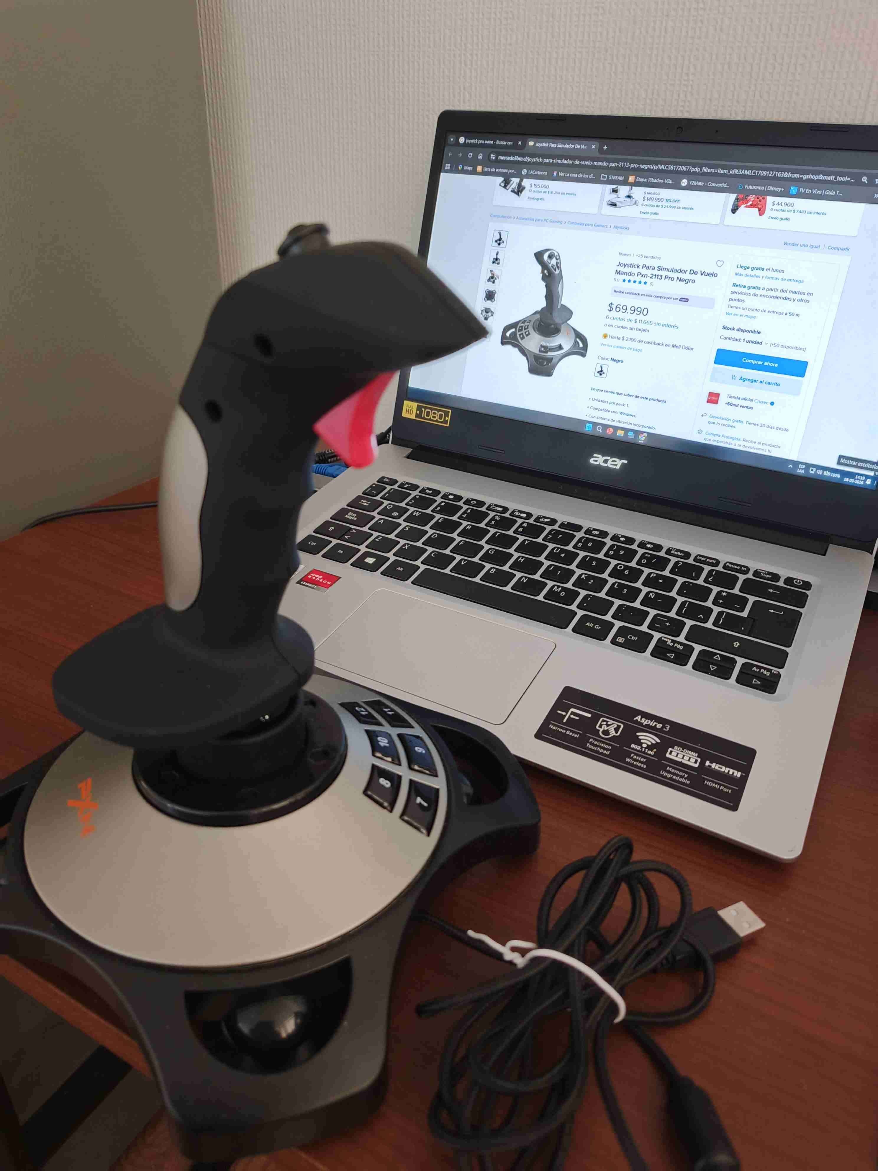 Joystick simulador de vuelo PNX - miniatura 1