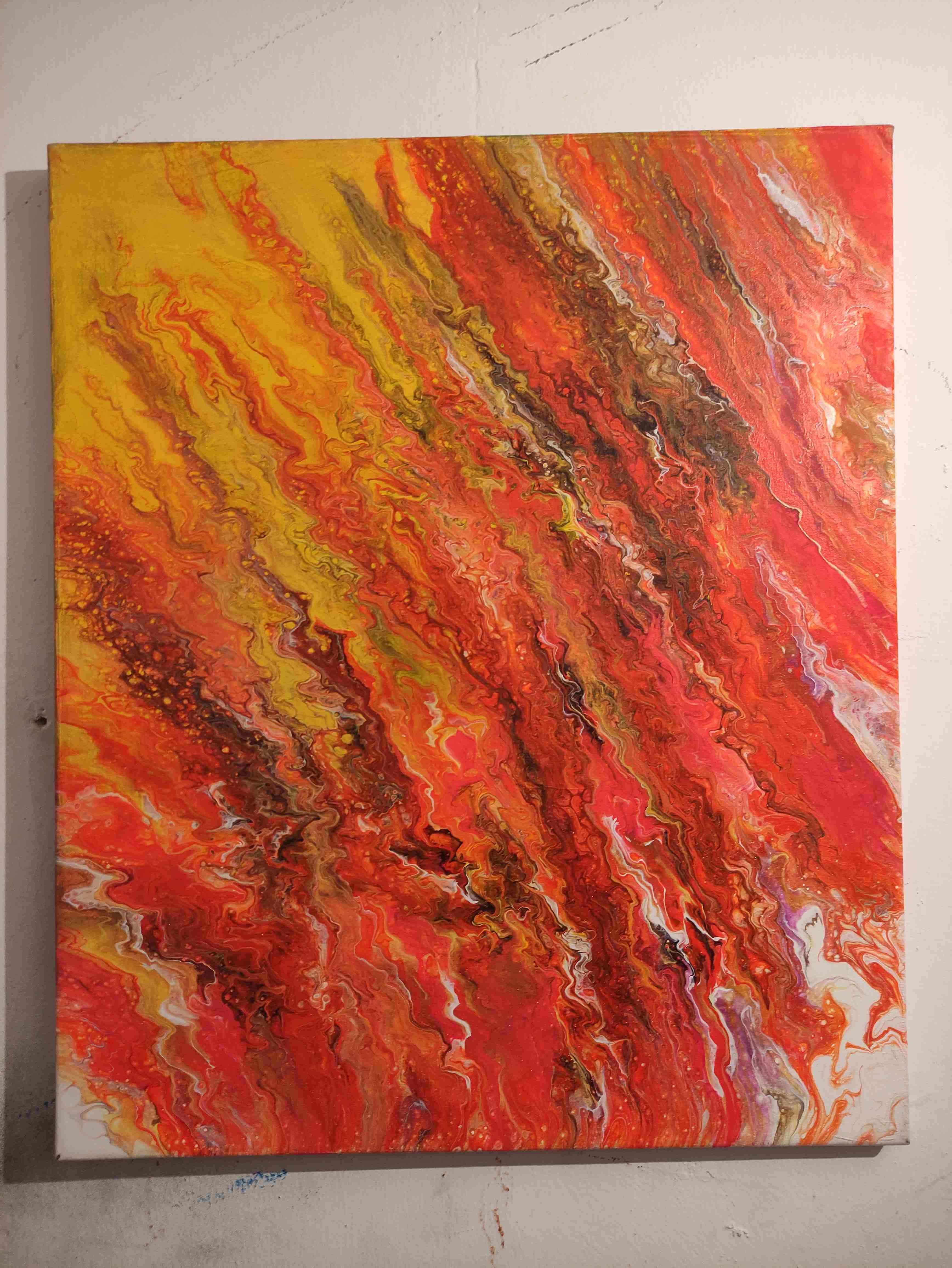 Cuadro abstracto rojo y amarillo - 1