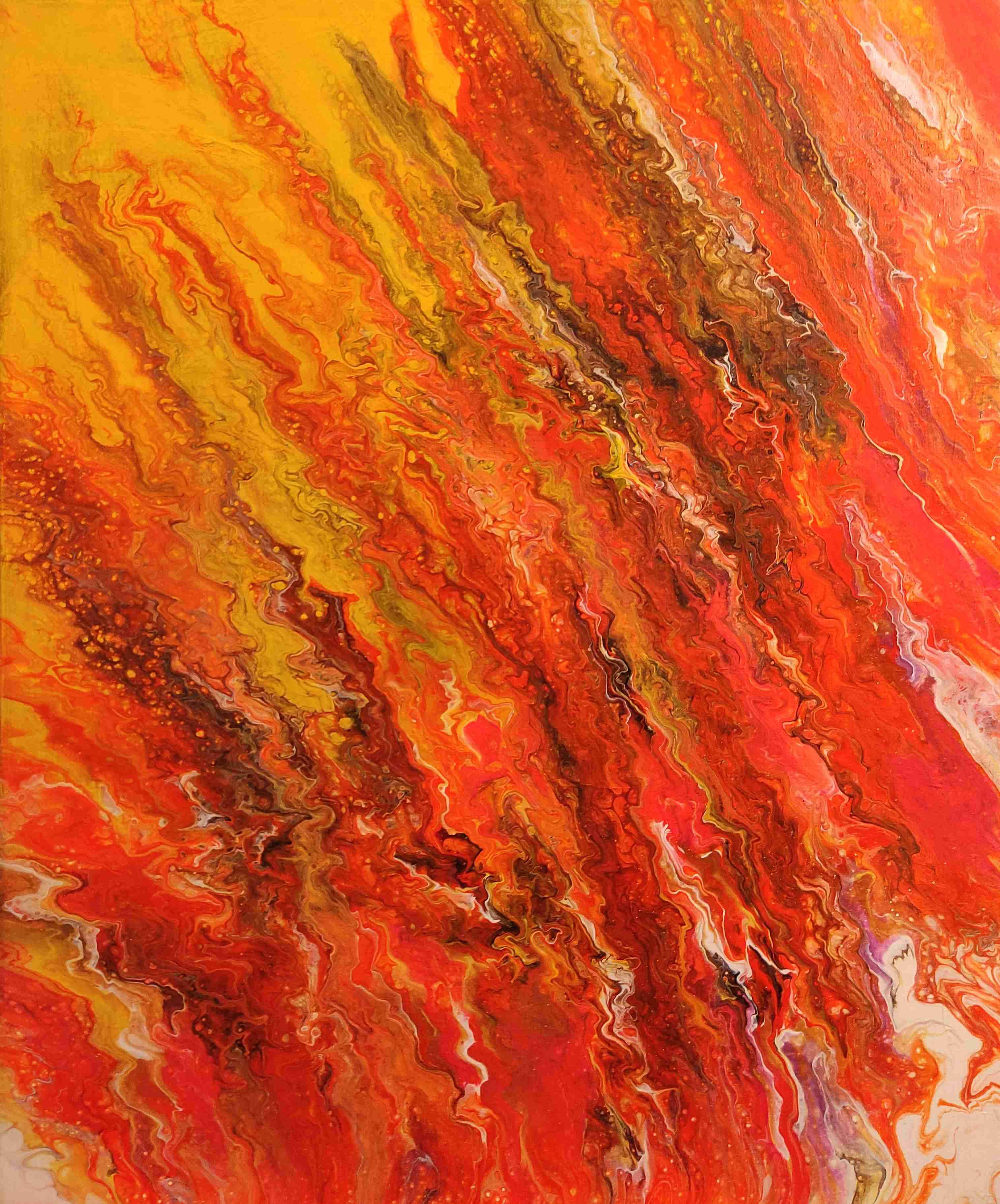 Cuadro abstracto rojo y amarillo - 2