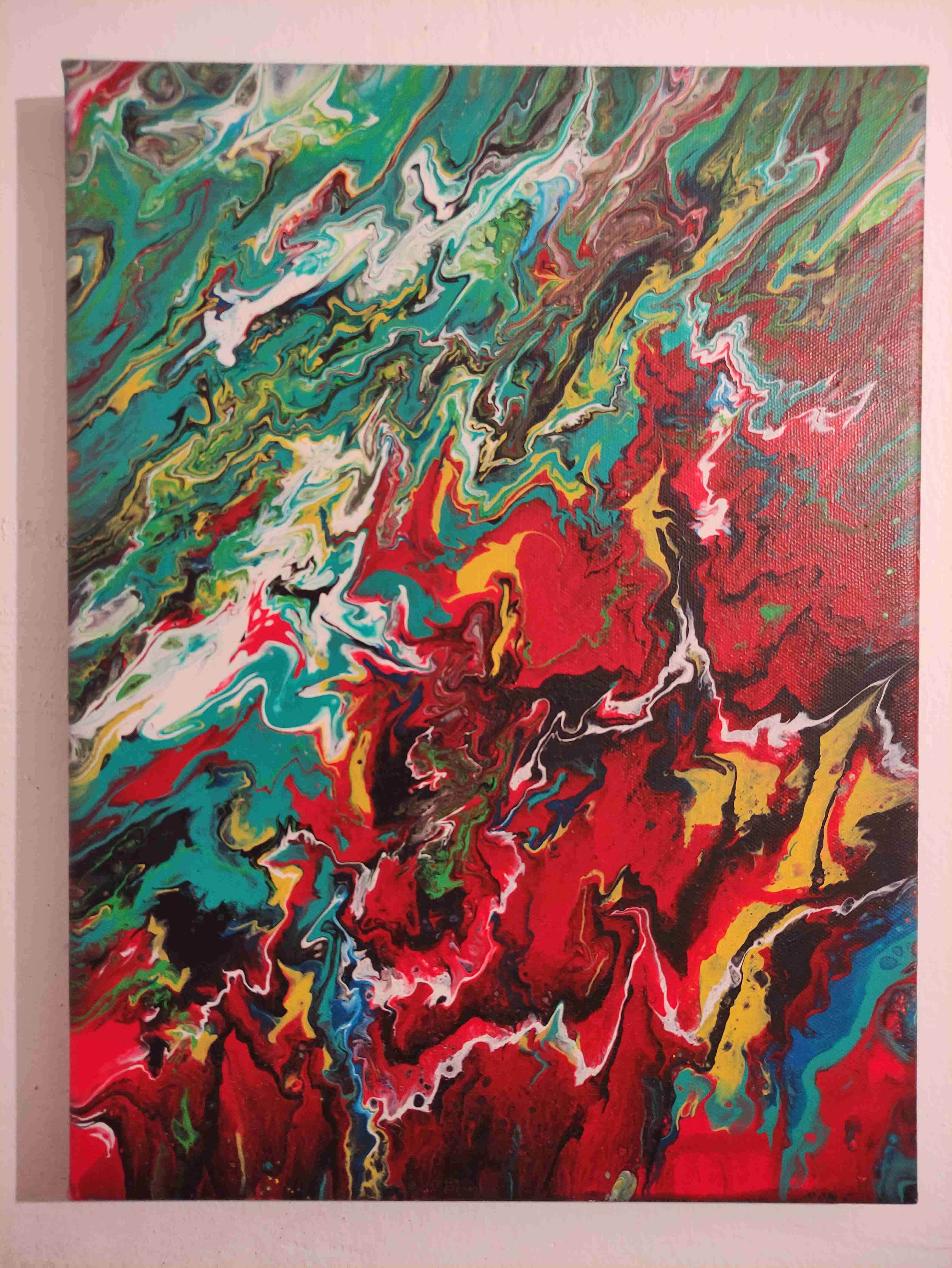 Cuadro abstracto rojo,verde, amarillo - 1