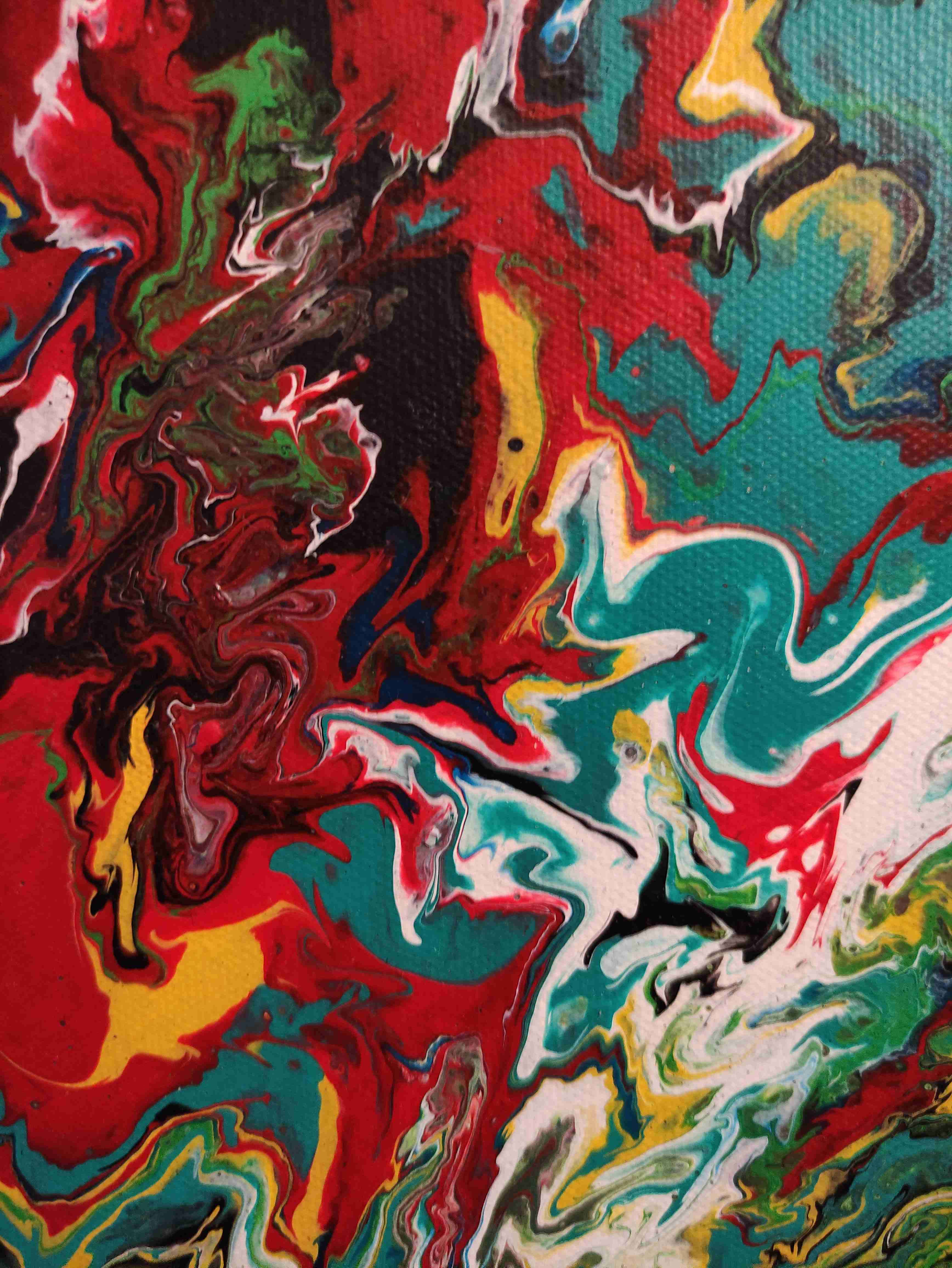 Cuadro abstracto rojo,verde, amarillo - 2