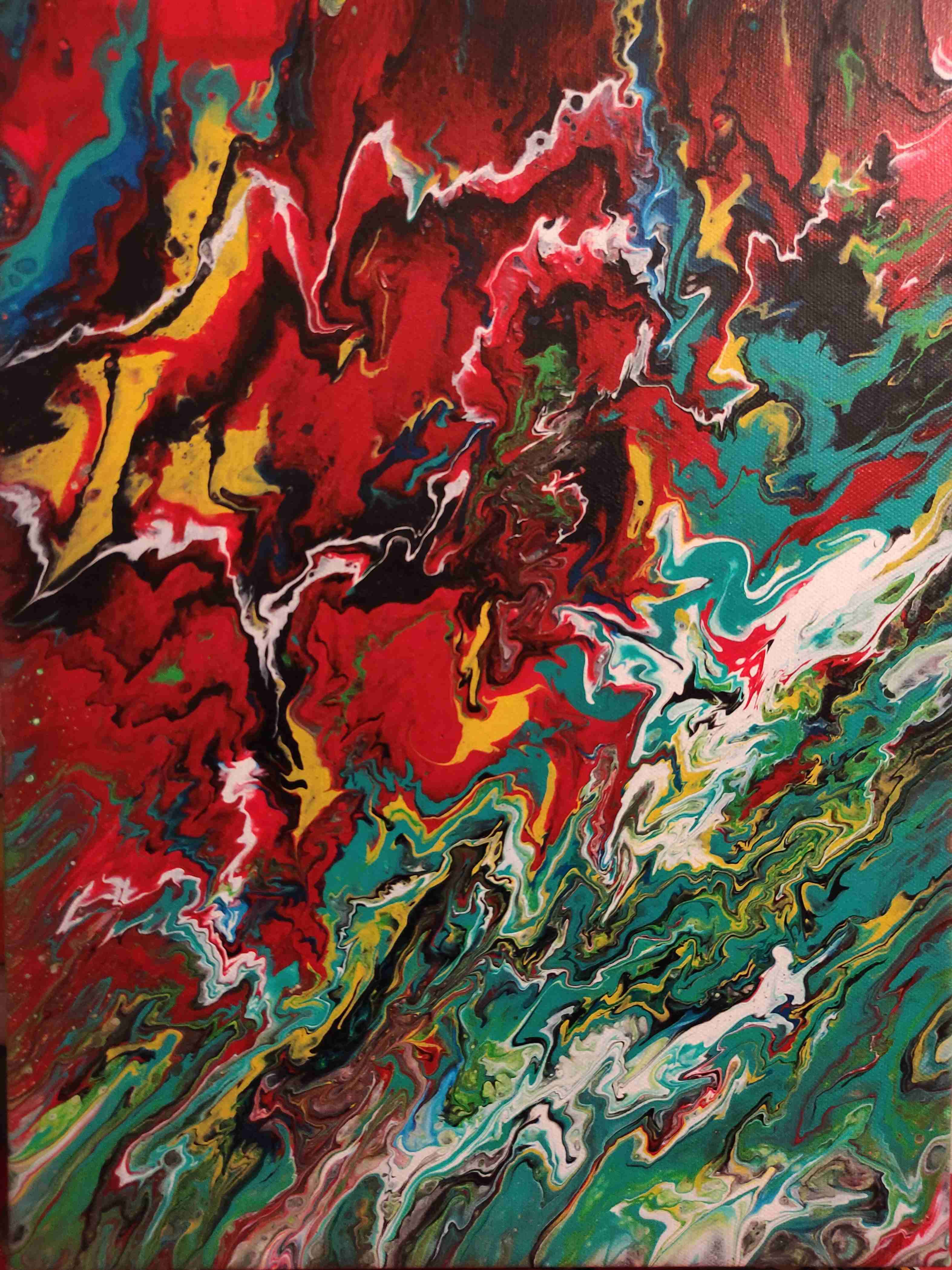 Cuadro abstracto rojo,verde, amarillo - 4