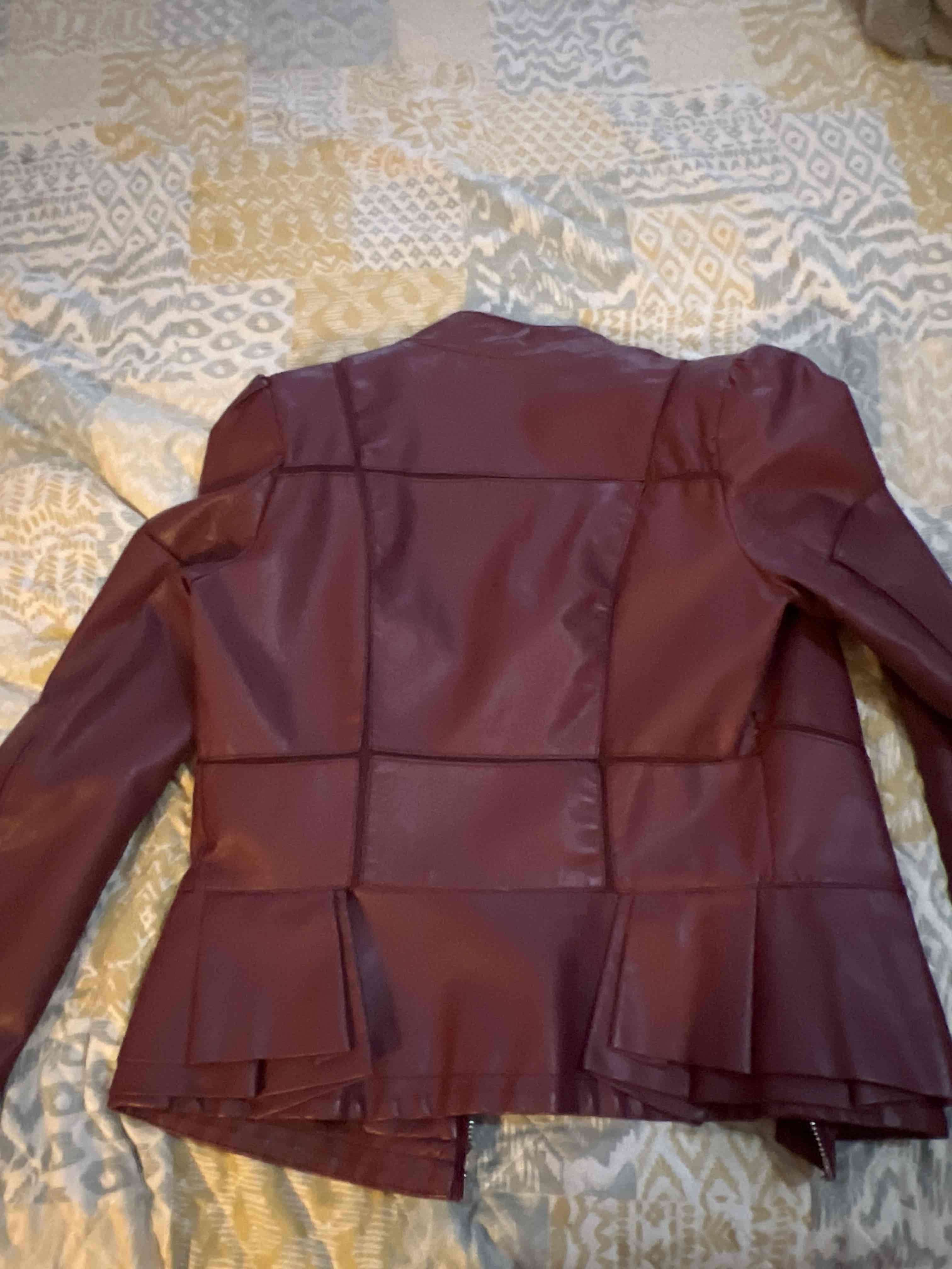 Chaqueta cuero sintético burdeo - 4