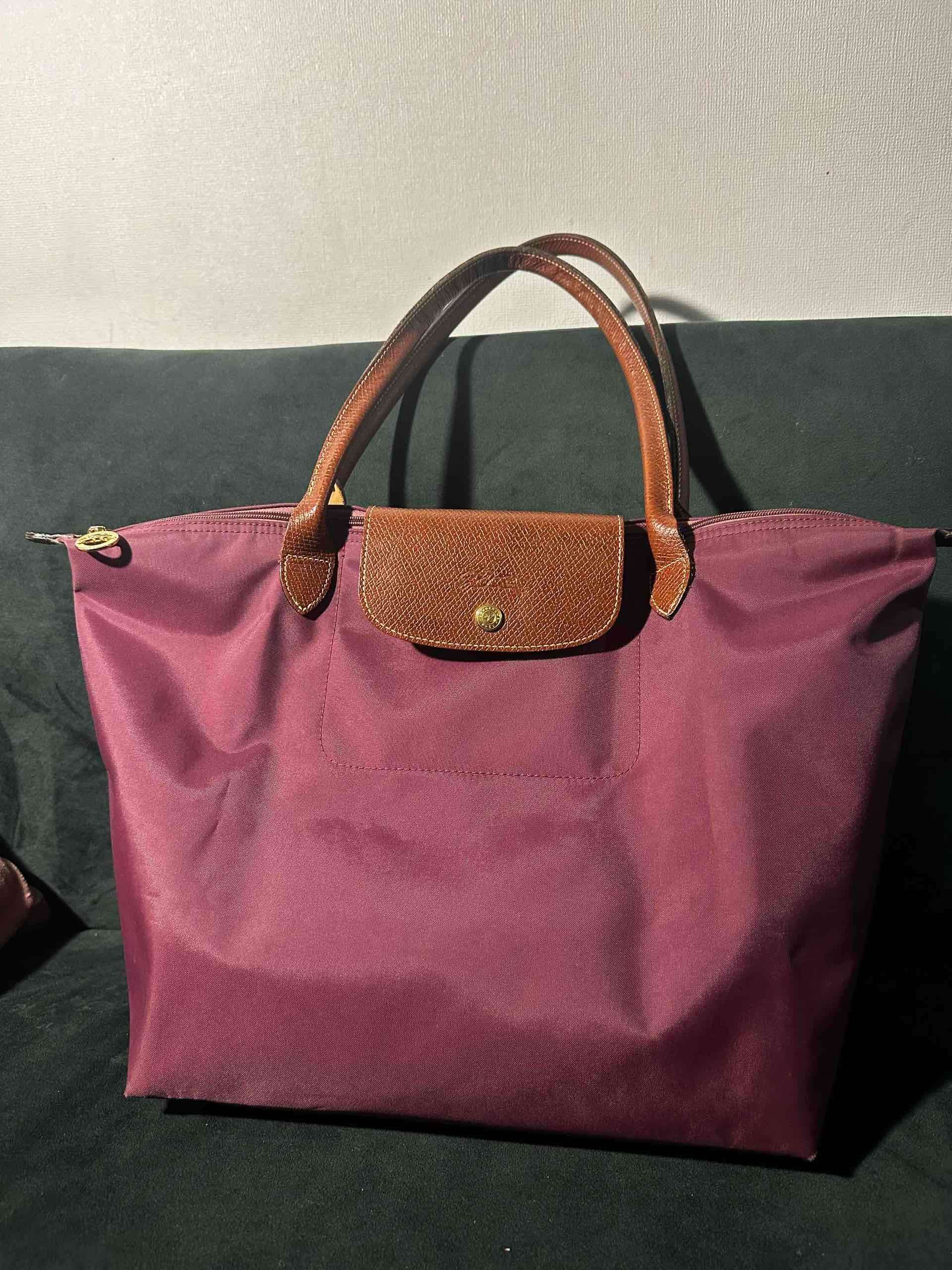 Bolso Longchamp burdeos con asas marrón - 1