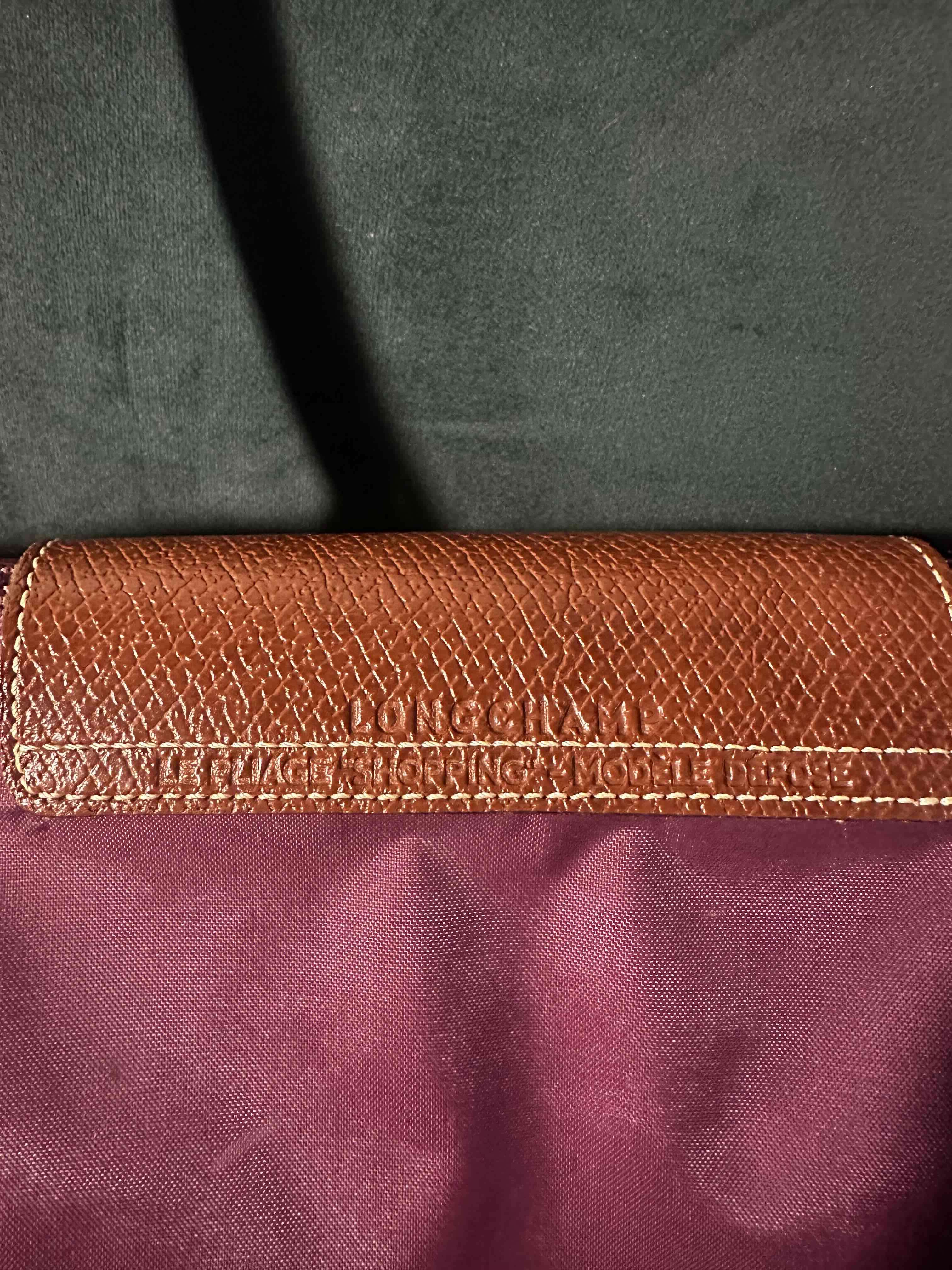 Bolso Longchamp burdeos con asas marrón - 4