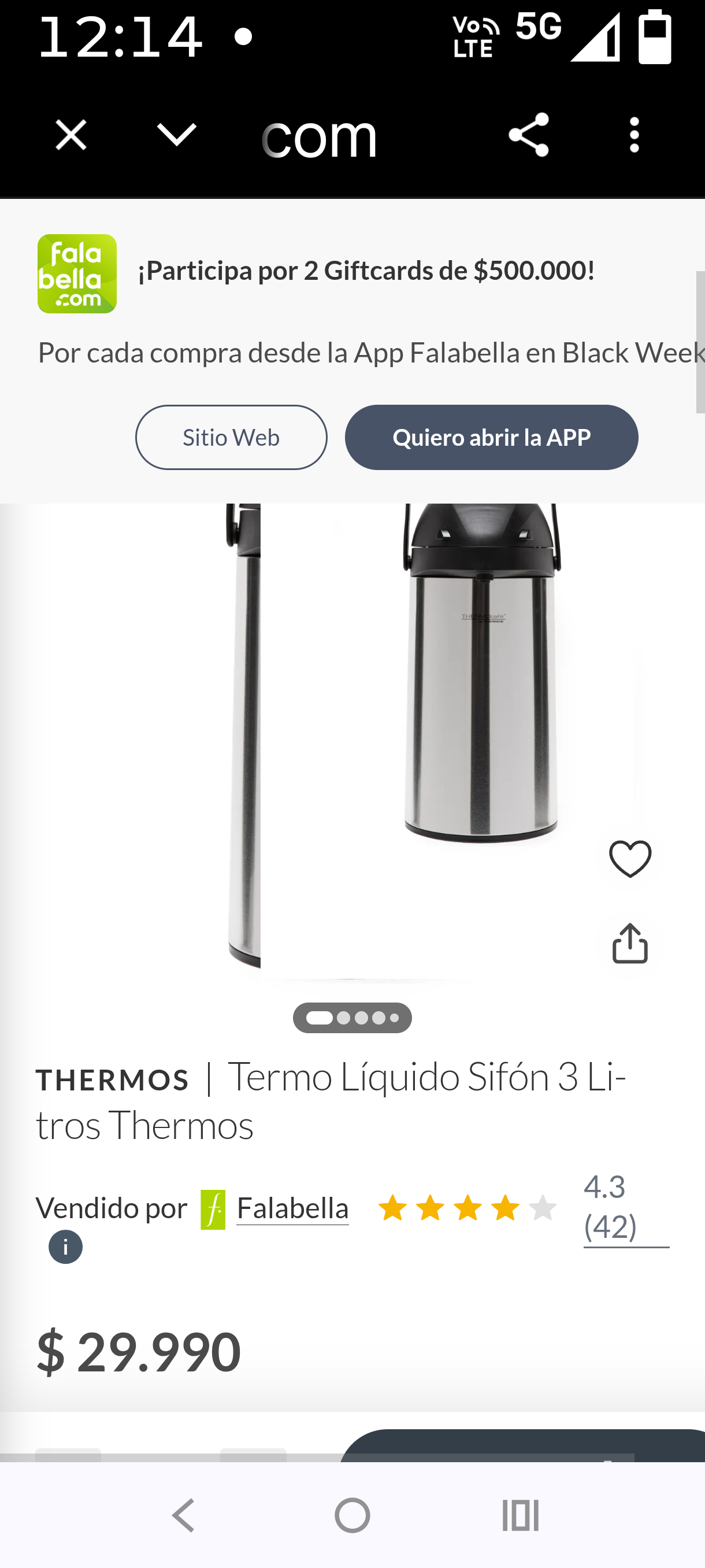 Termo líquido Thermos 3L plateado - miniatura 2