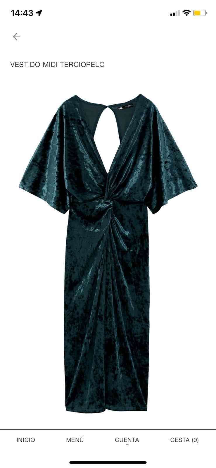 Vestido midi de terciopelo verde - 1