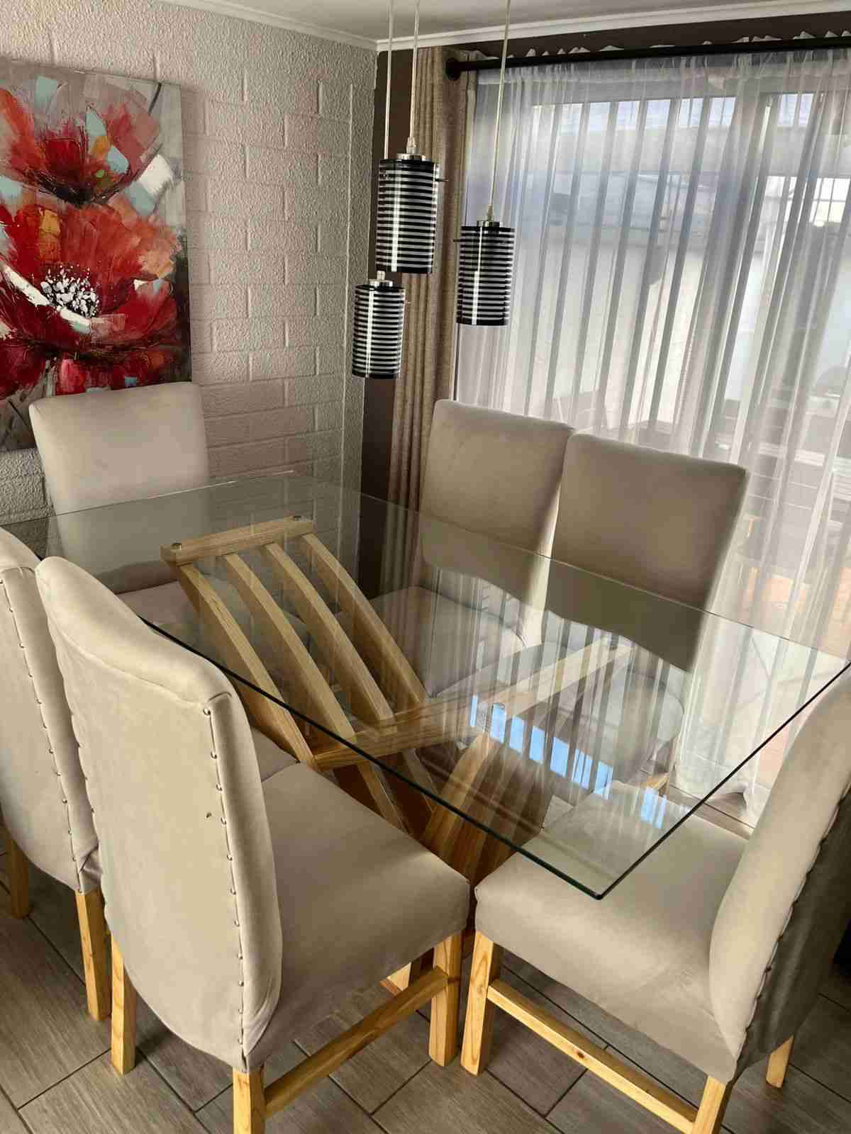 Comedor de vidrio 6 sillas - 1