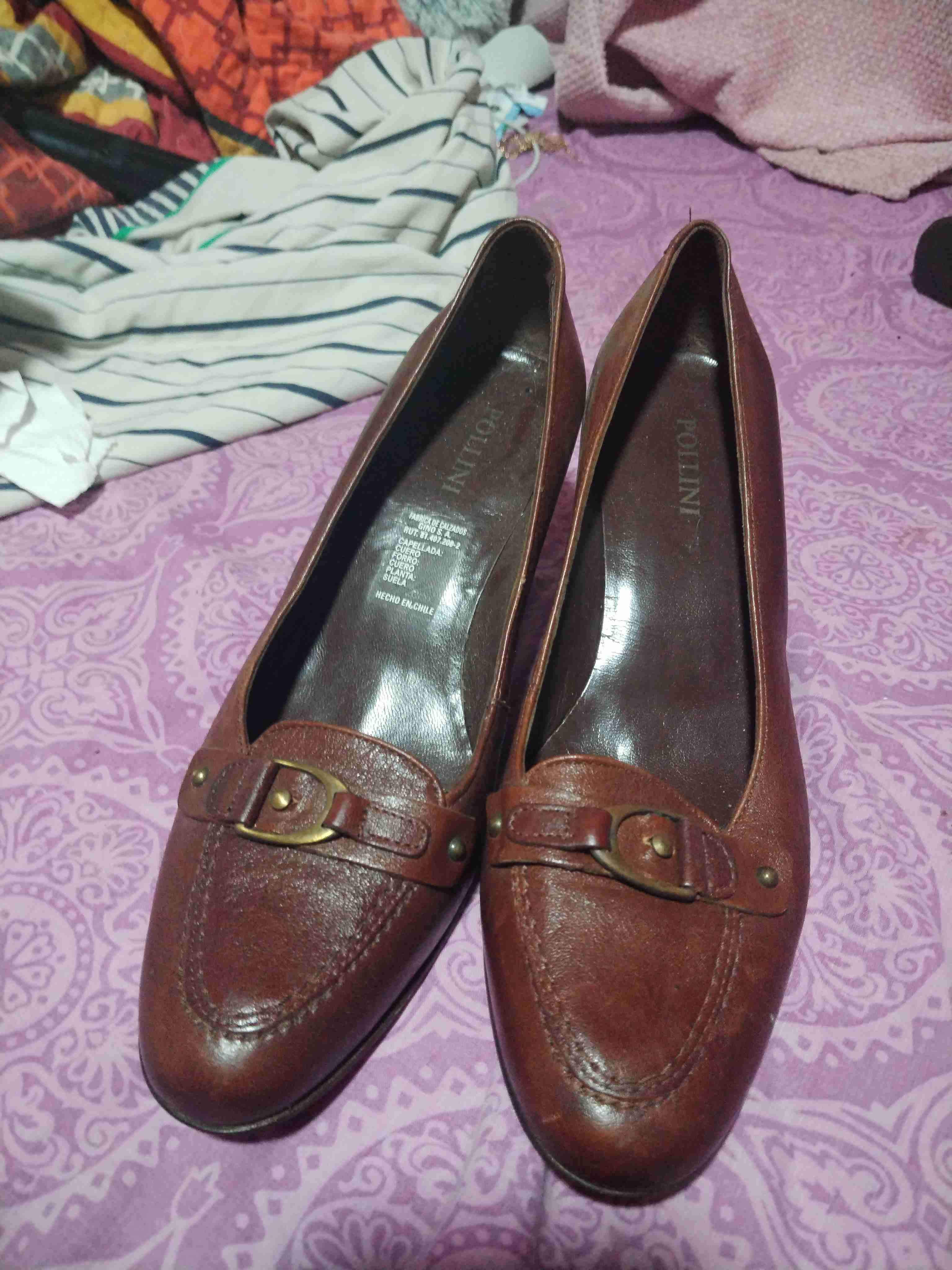 Zapatos de cuero marrón con hebilla - 1