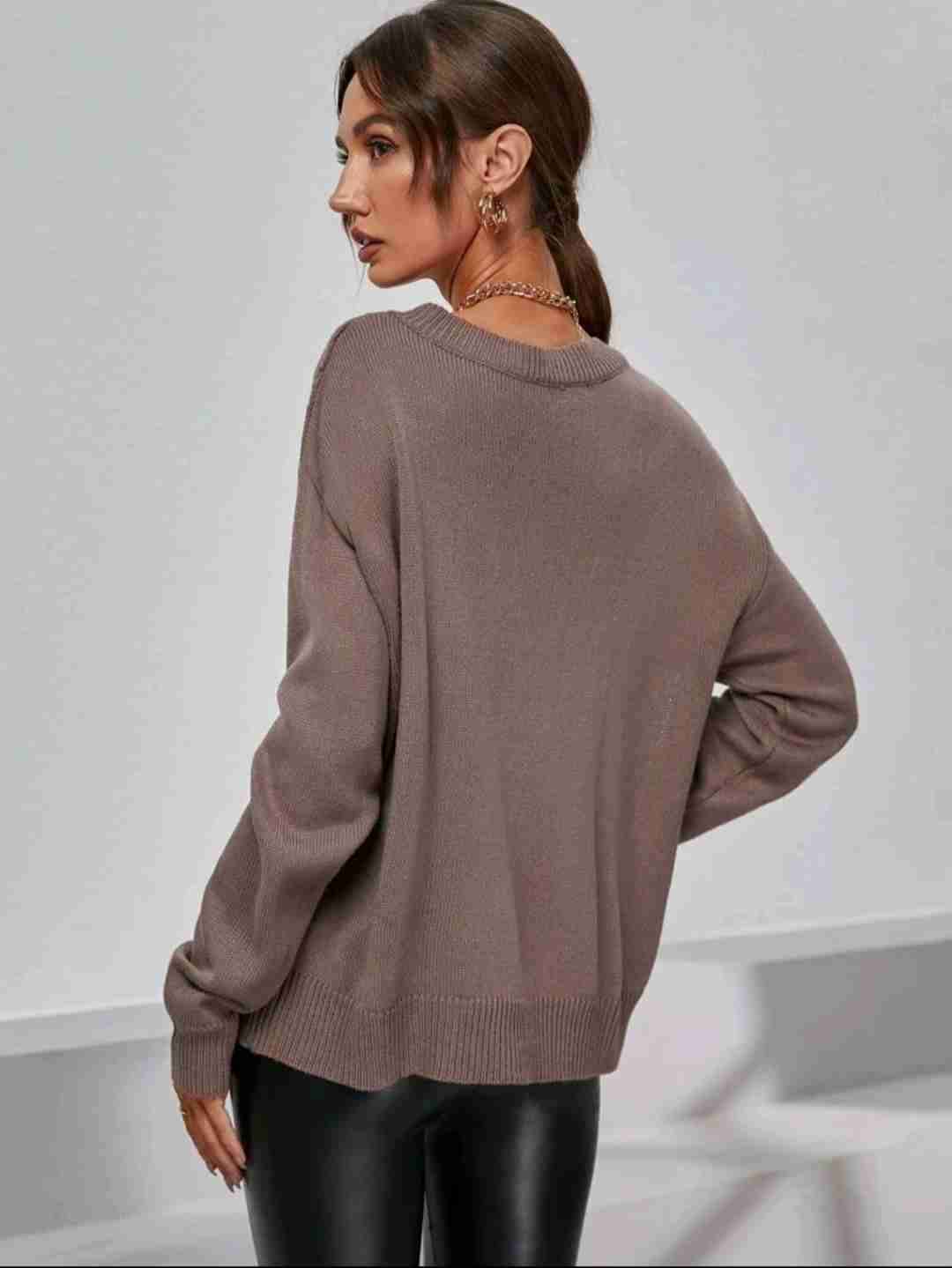 Suéter tejido café mujer - miniatura 3