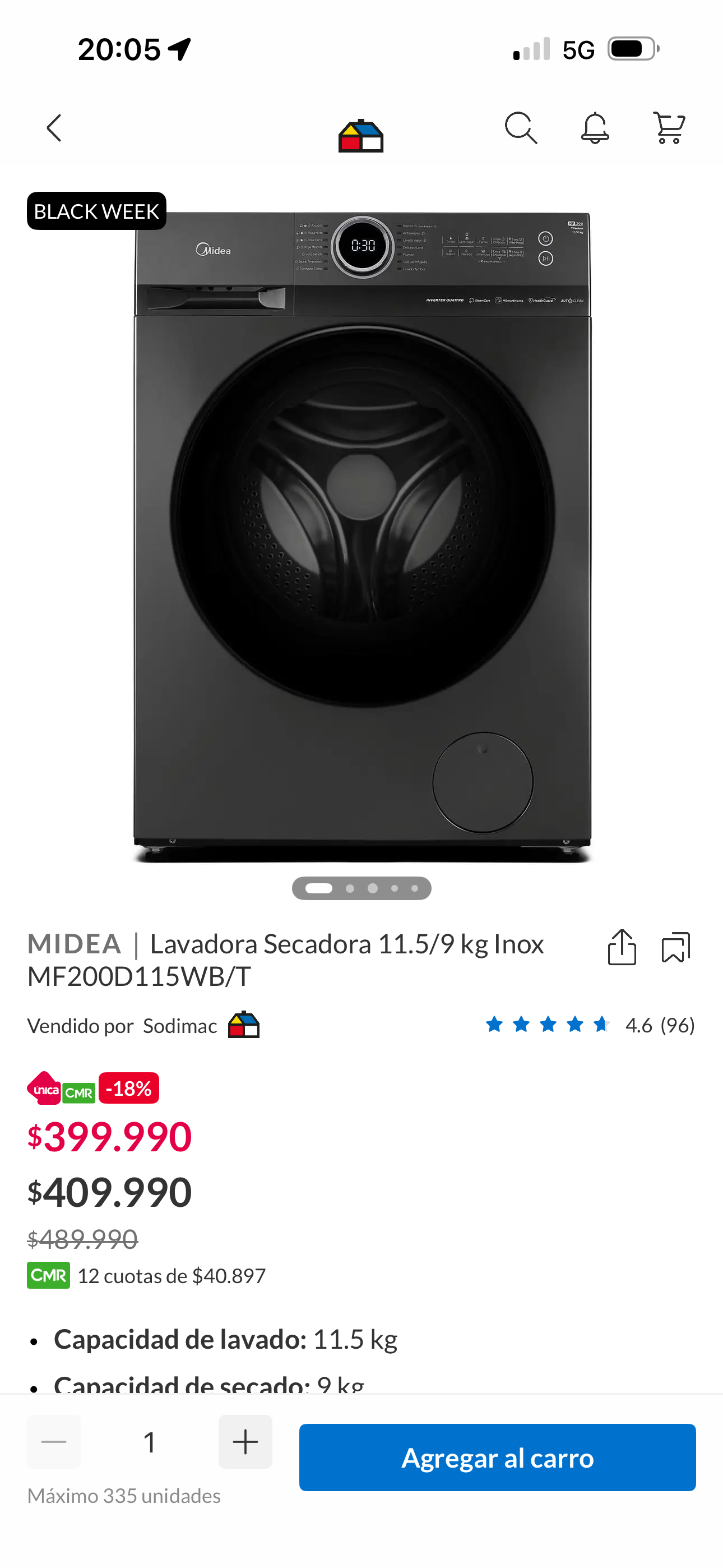 Lavadora Secadora Midea frontal gris - miniatura 5