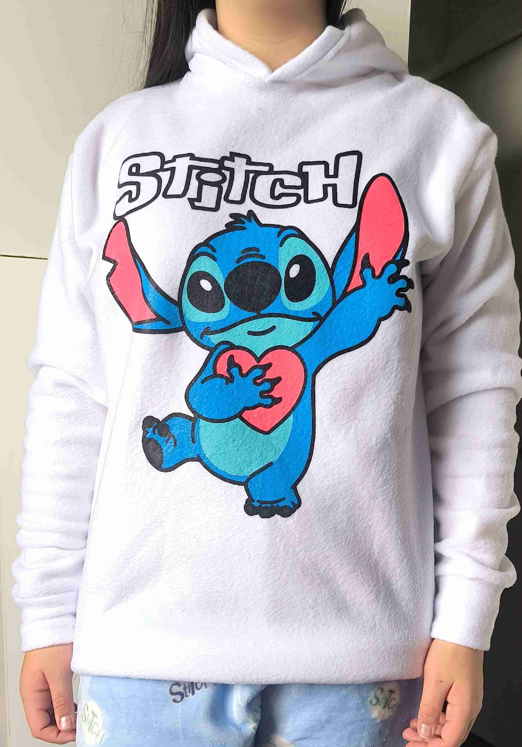 Polerón blanco con diseño Stitch, talla: M/L - 1