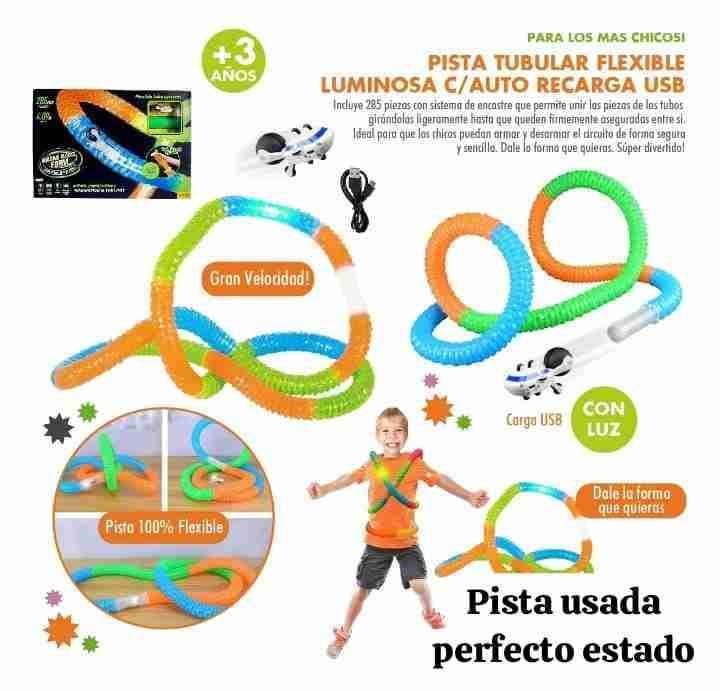 Pista tubular luminosa con auto USB