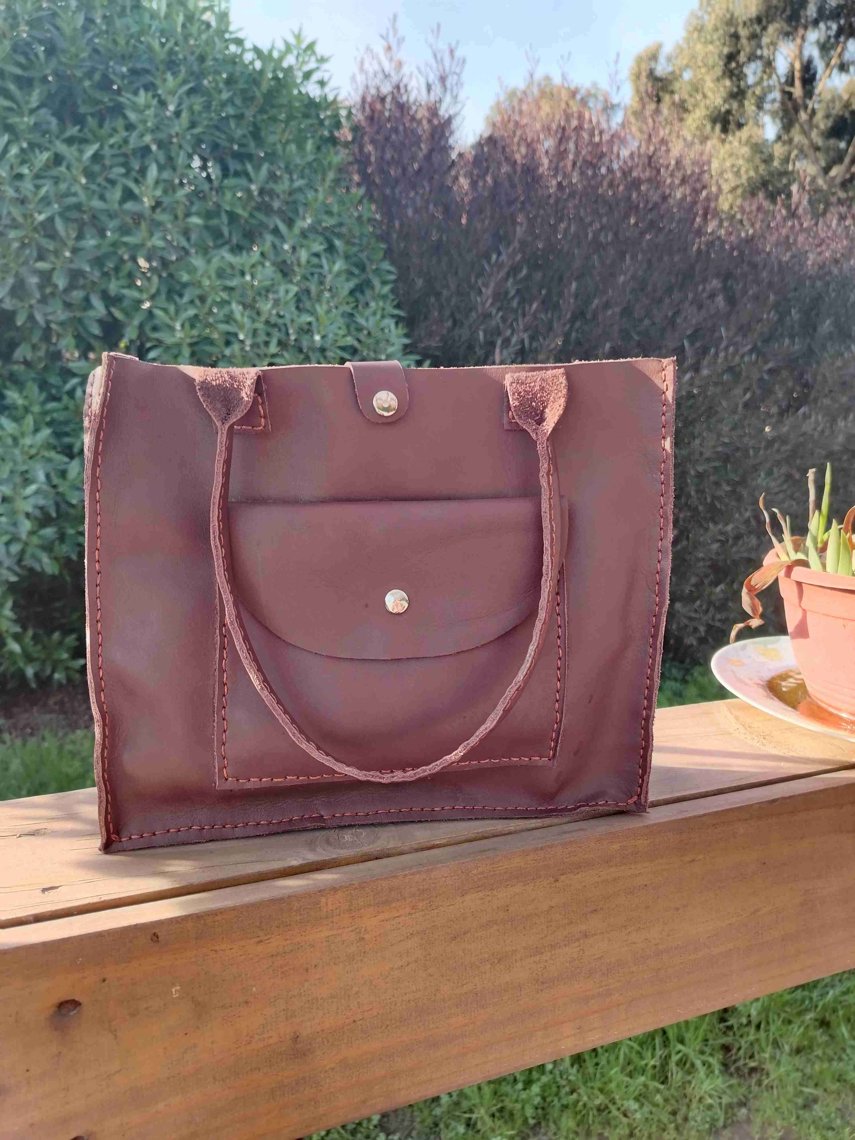 Cartera de cuero marrón - 3