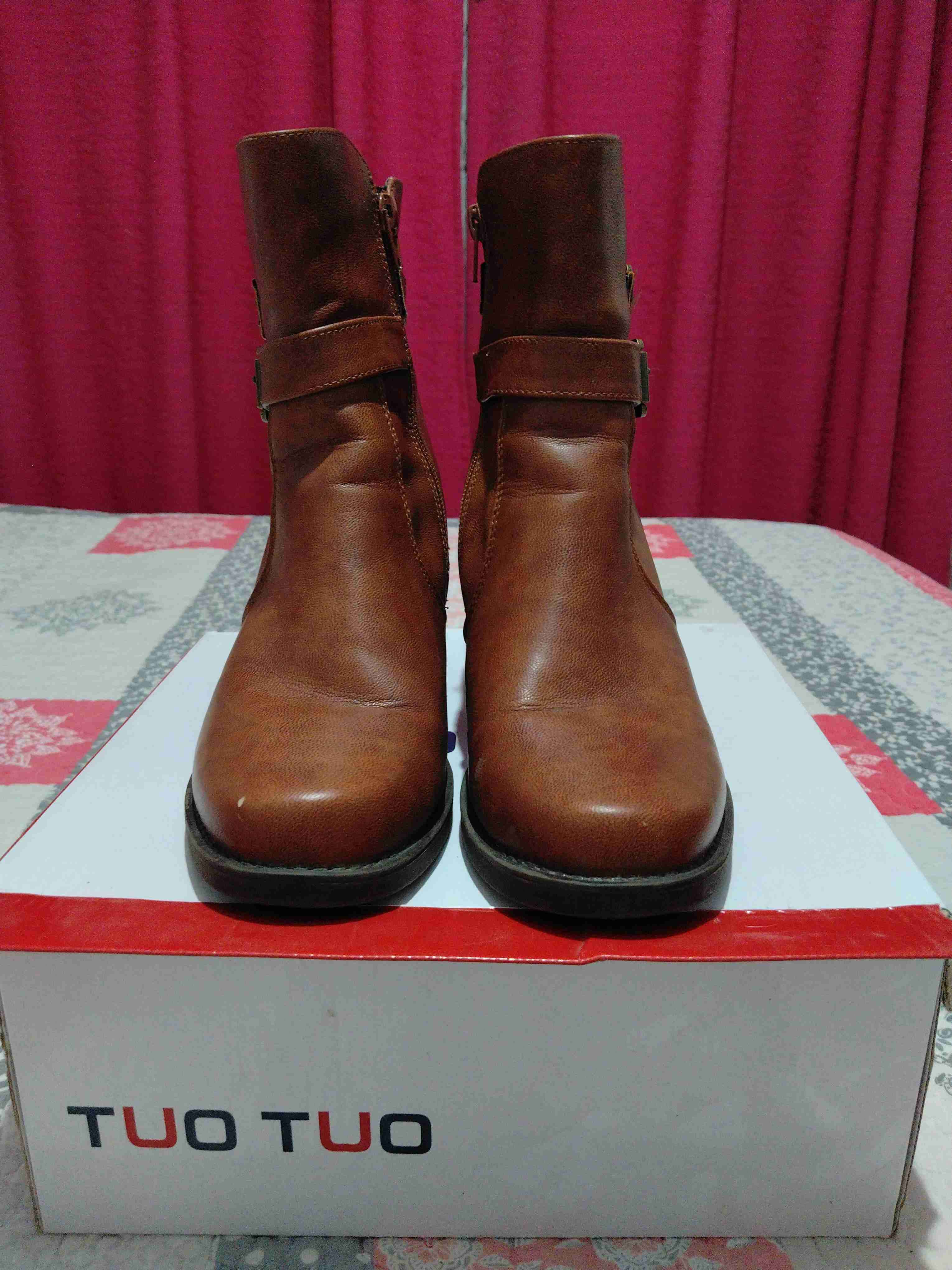 Botines marrones de cuero con tacón - miniatura 2