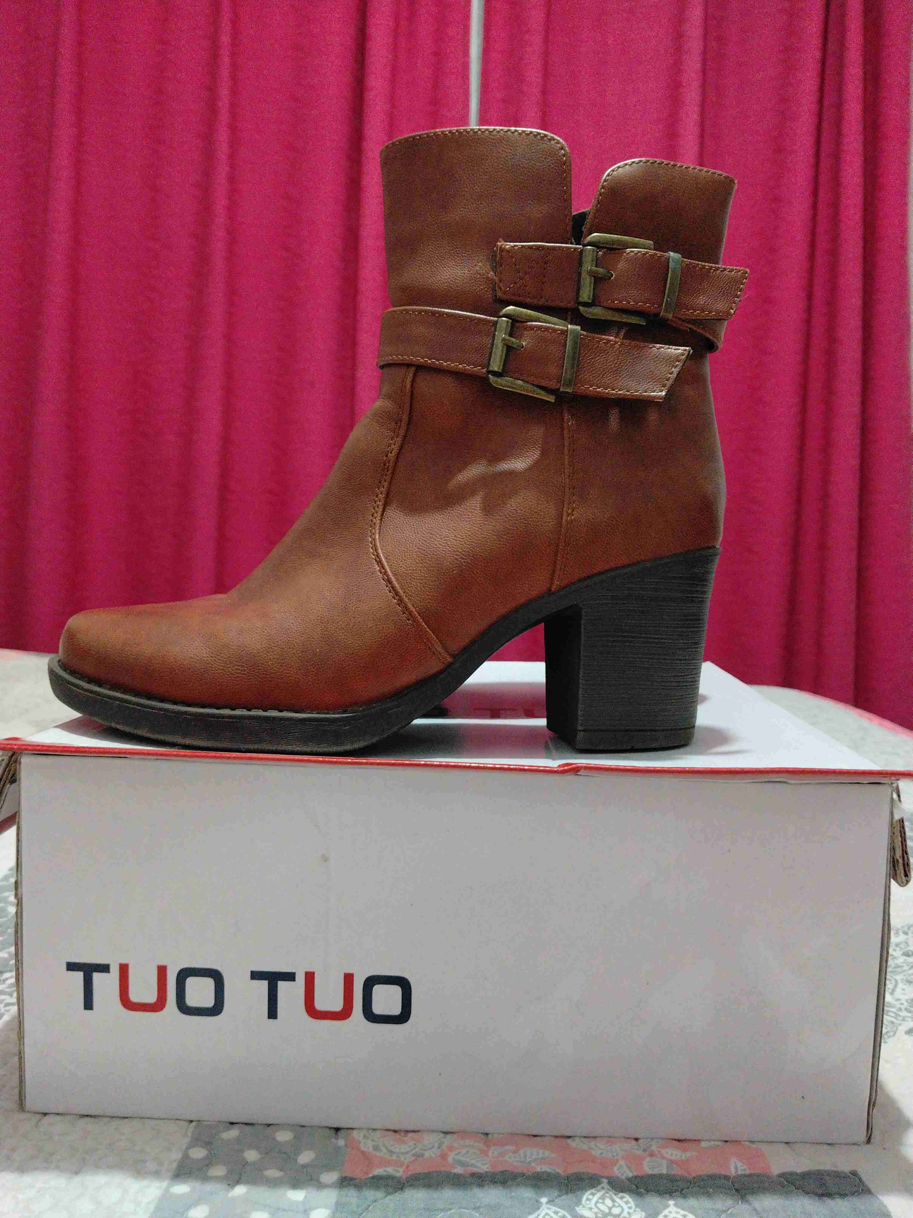 Botines marrones de cuero con tacón - miniatura 3