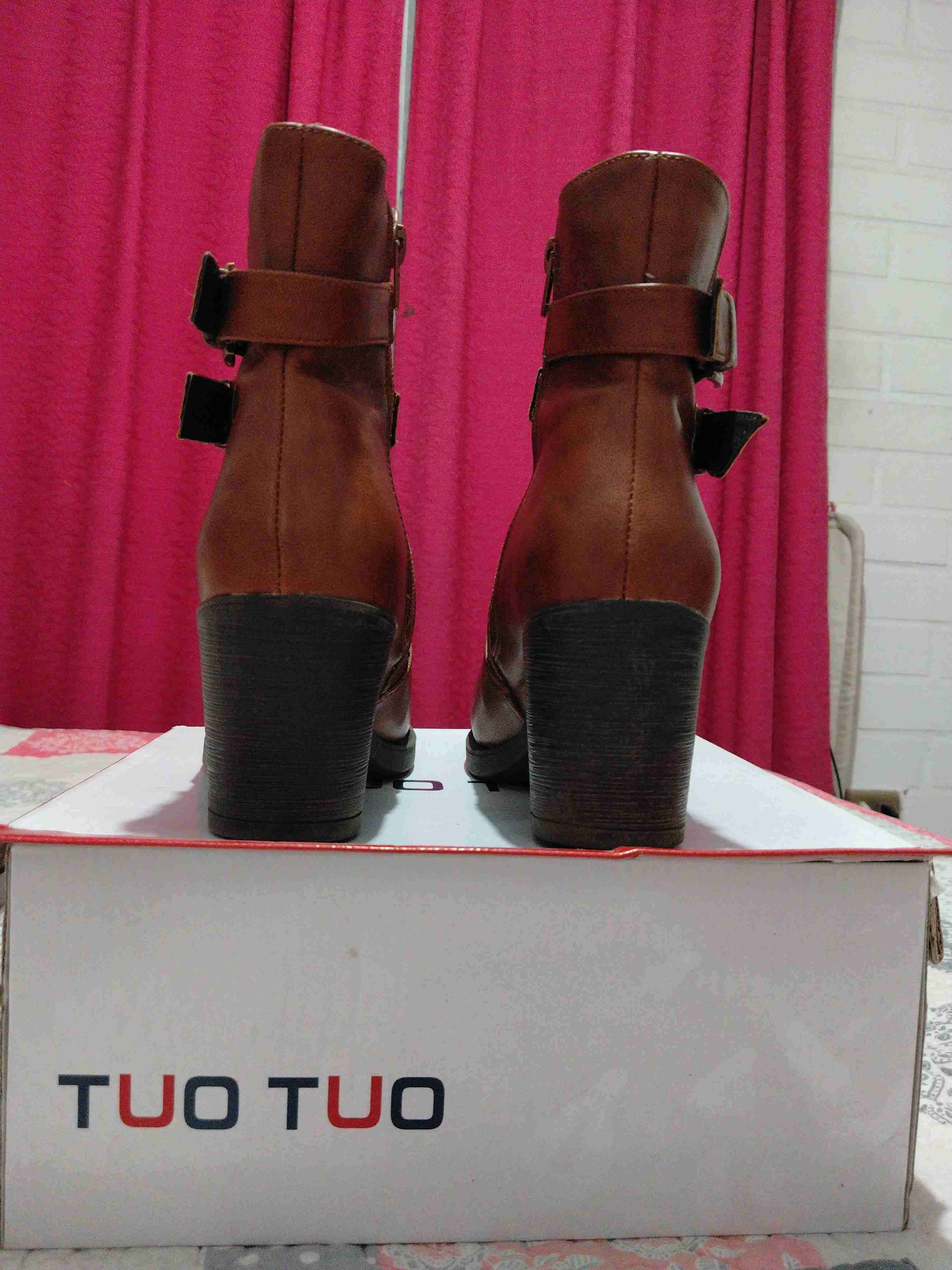 Botines marrones de cuero con tacón - miniatura 4