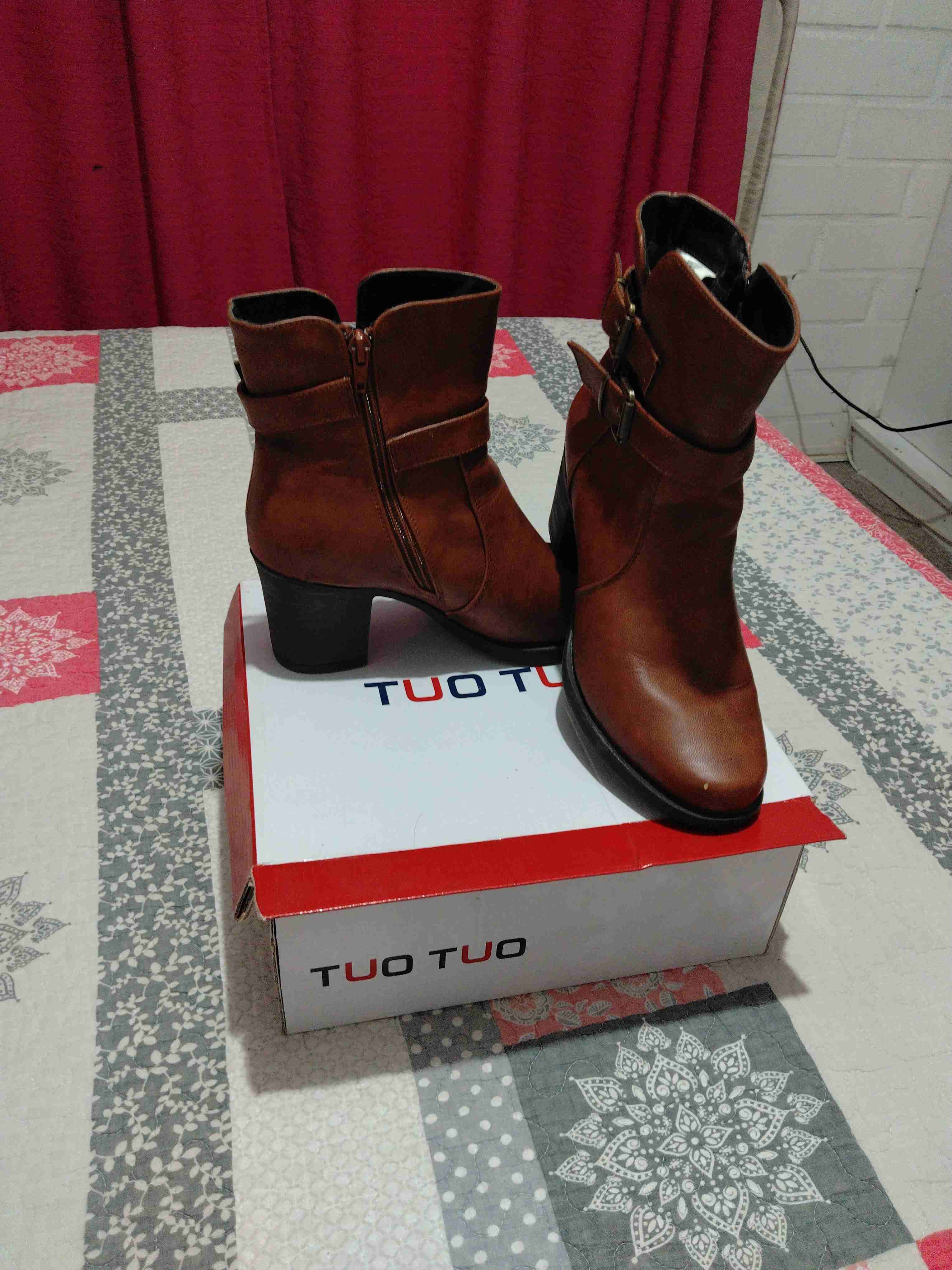 Botines marrones de cuero con tacón - miniatura 5